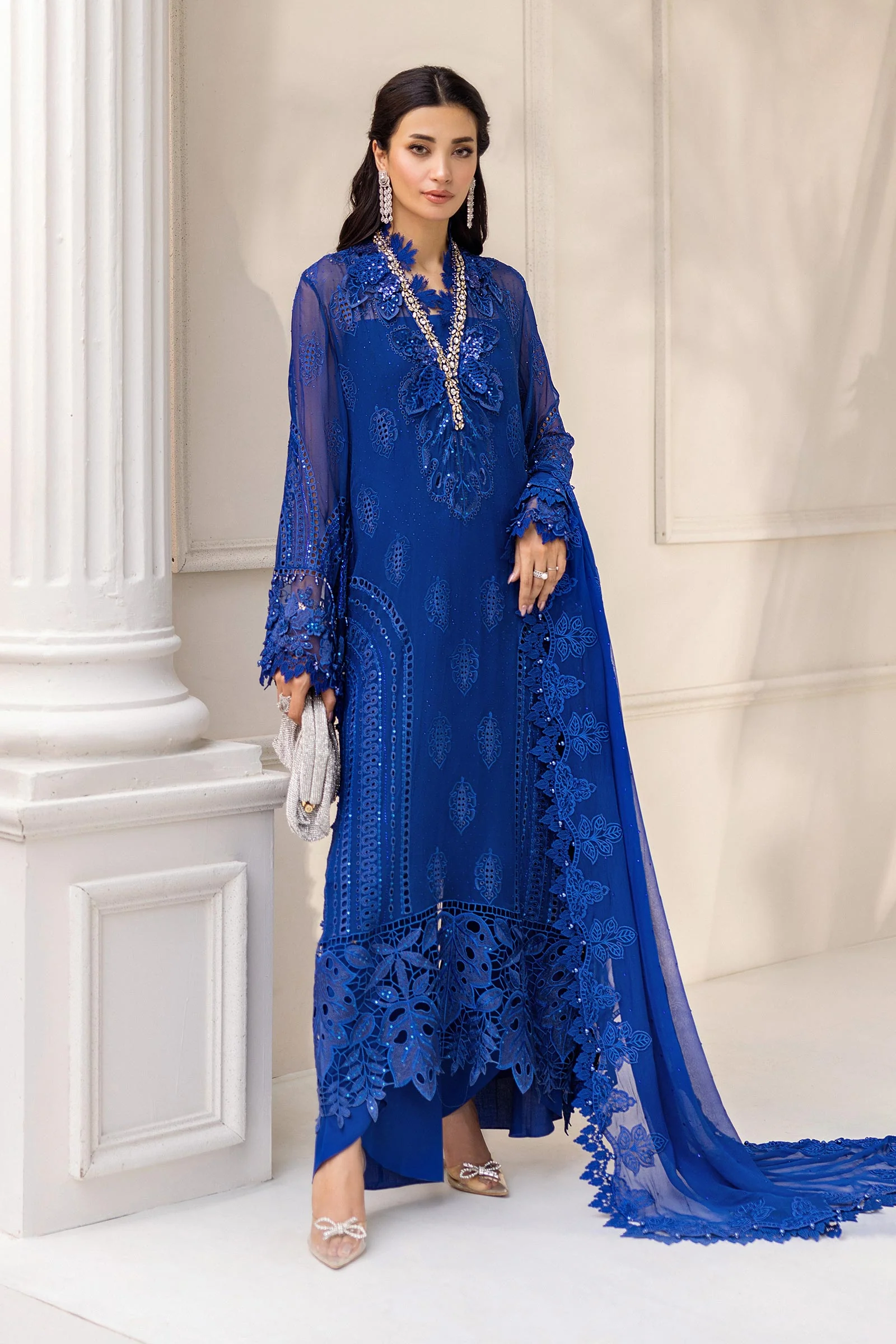 3 Piece Unstitched Embroidered Chiffon Suit | MPC-25-103 - Image 12