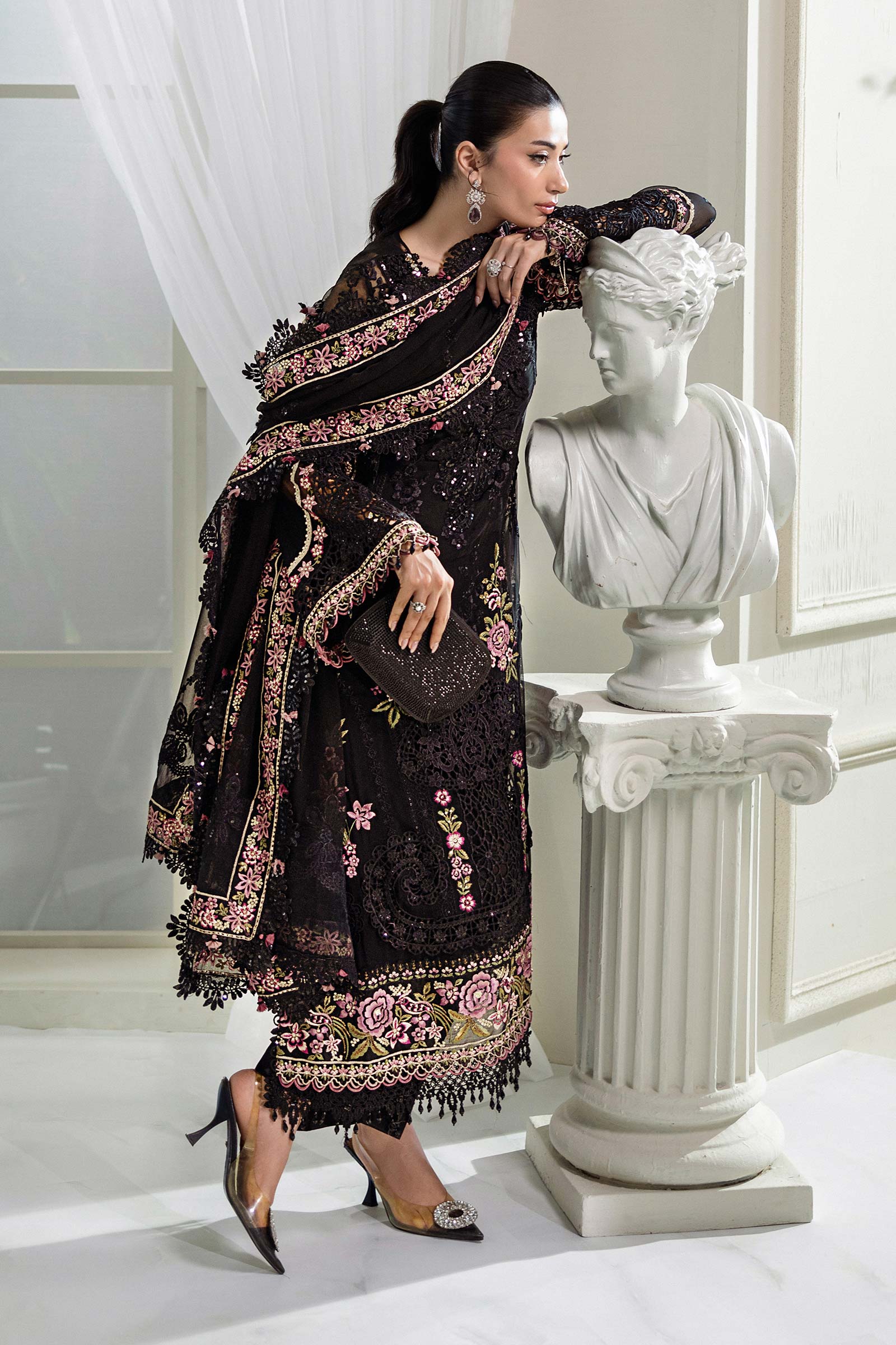 3 Piece Unstitched Embroidered Chiffon Suit | MPC-25-104 - Image 4