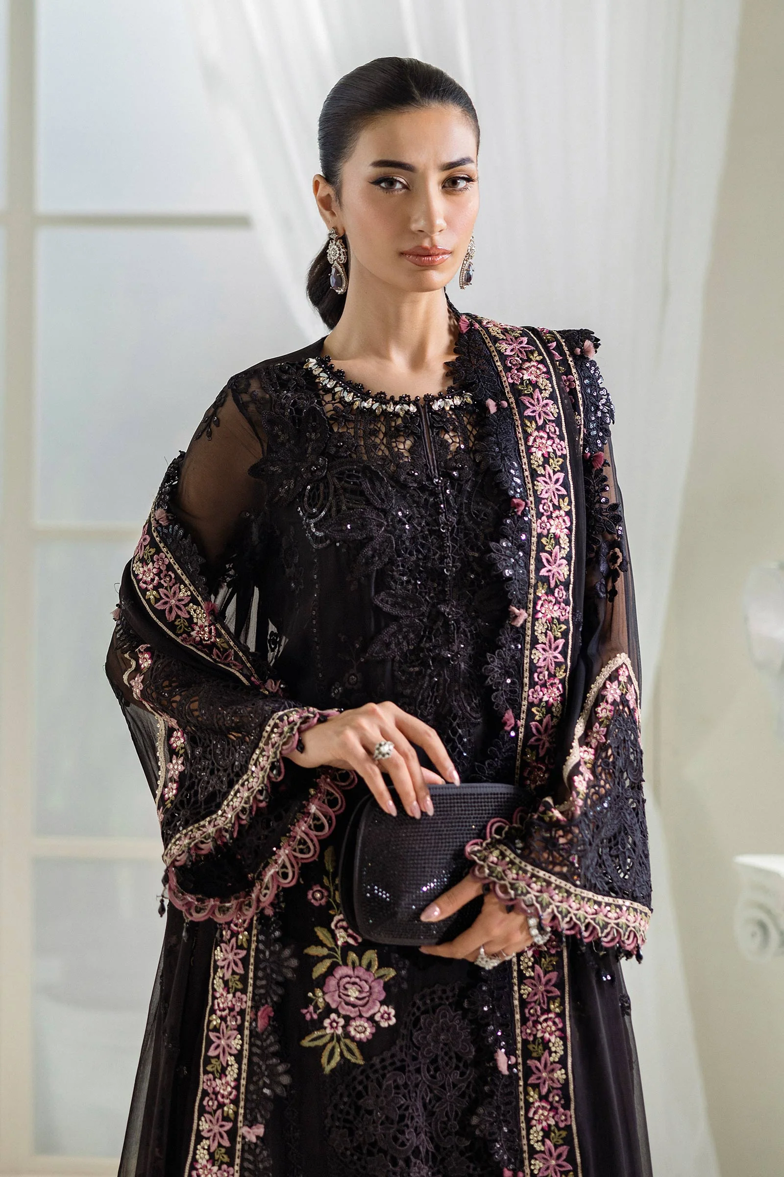 3 Piece Unstitched Embroidered Chiffon Suit | MPC-25-104 - Image 5