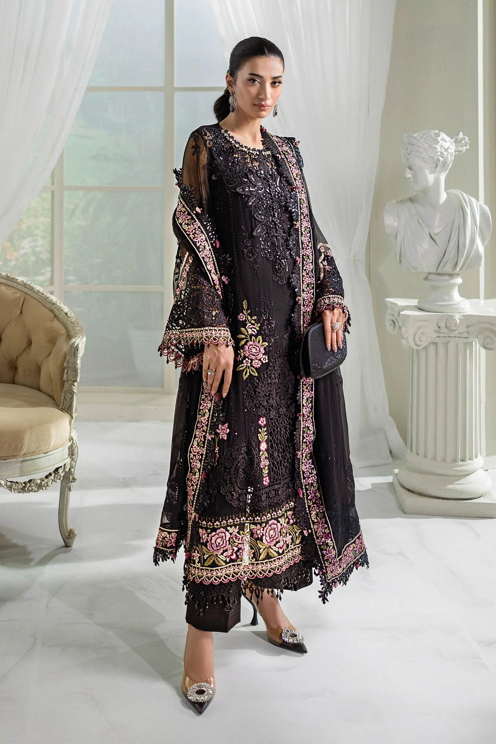 3 Piece Unstitched Embroidered Chiffon Suit | MPC-25-104 - Image 7