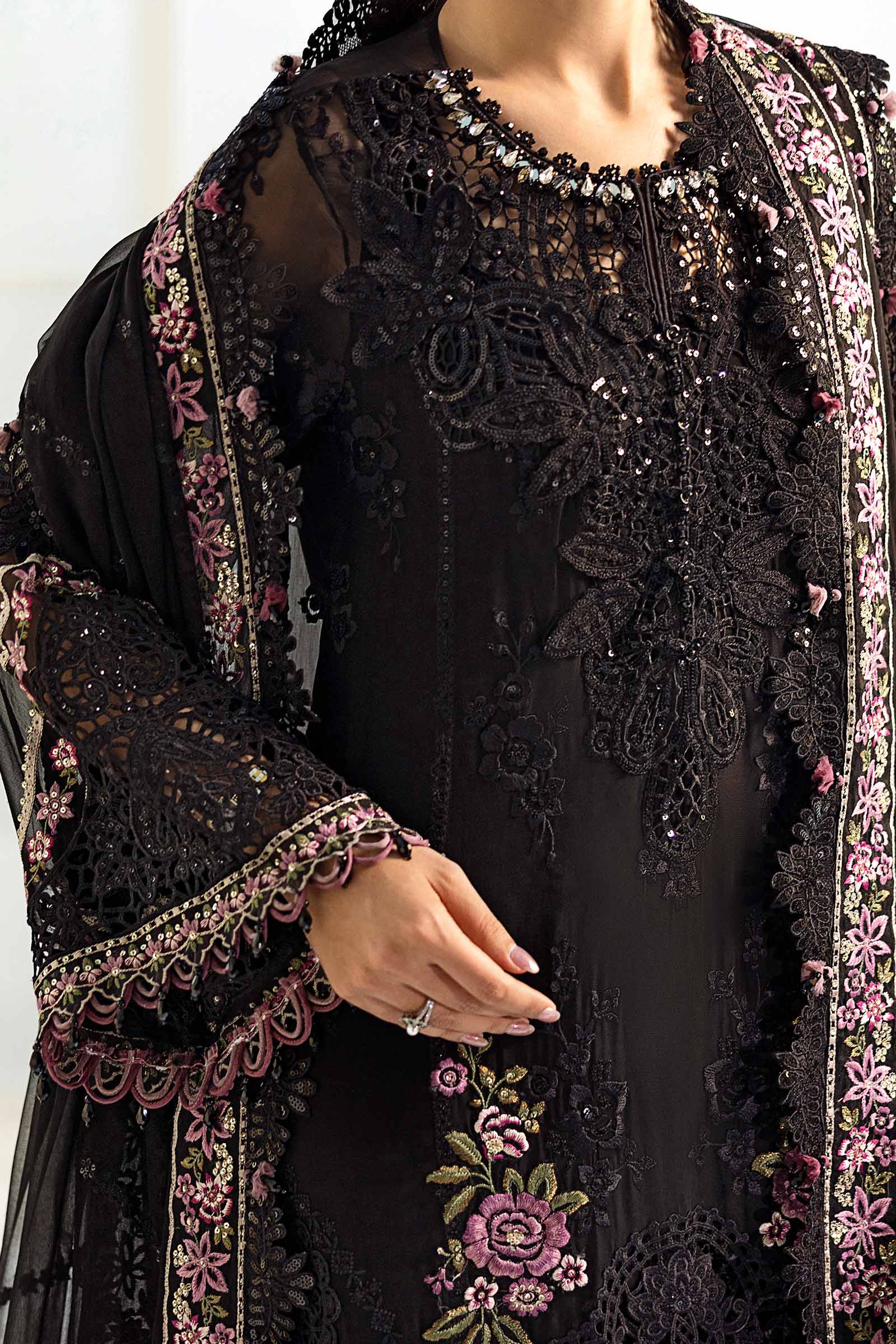 3 Piece Unstitched Embroidered Chiffon Suit | MPC-25-104 - Image 8