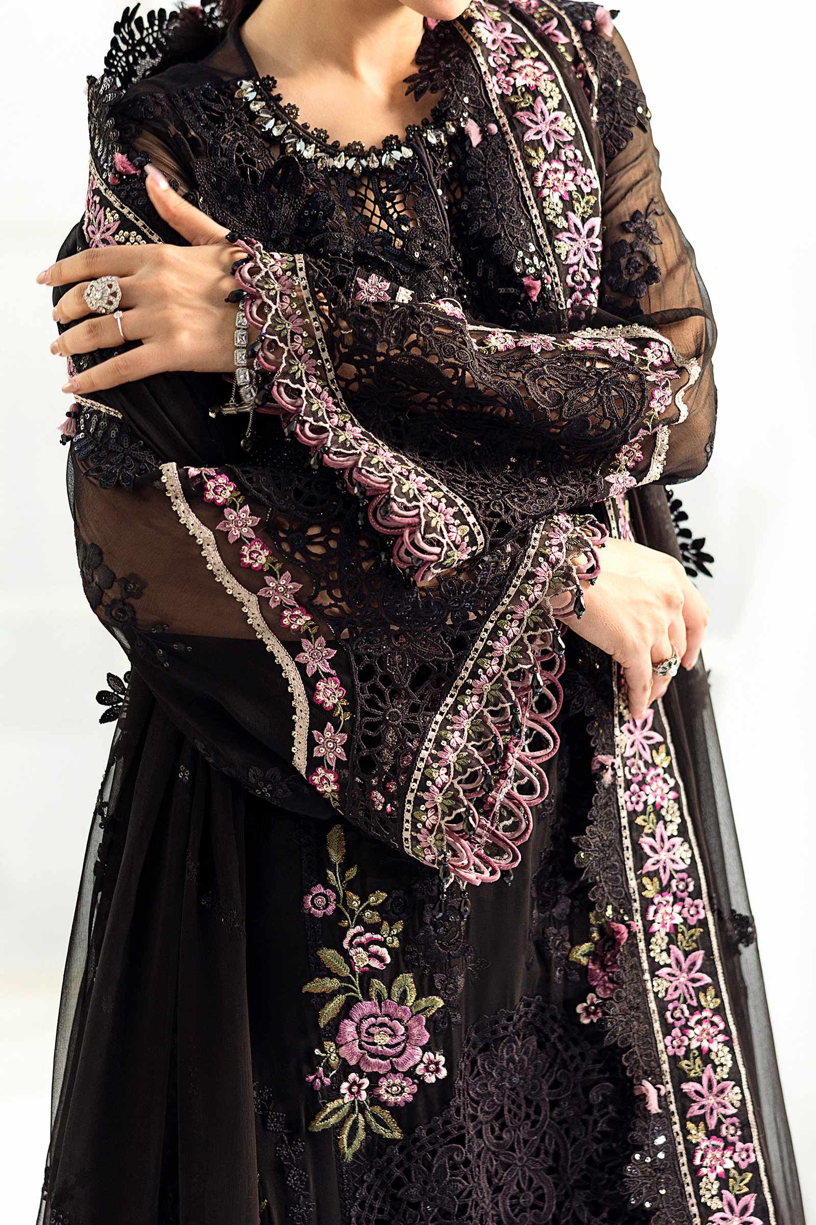 3 Piece Unstitched Embroidered Chiffon Suit | MPC-25-104 - Image 9