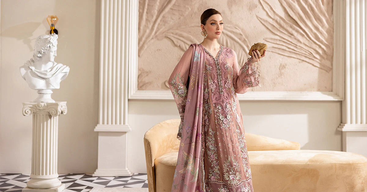 3 Piece Unstitched Embroidered Chiffon Suit | MPC-25-105 - Image 11