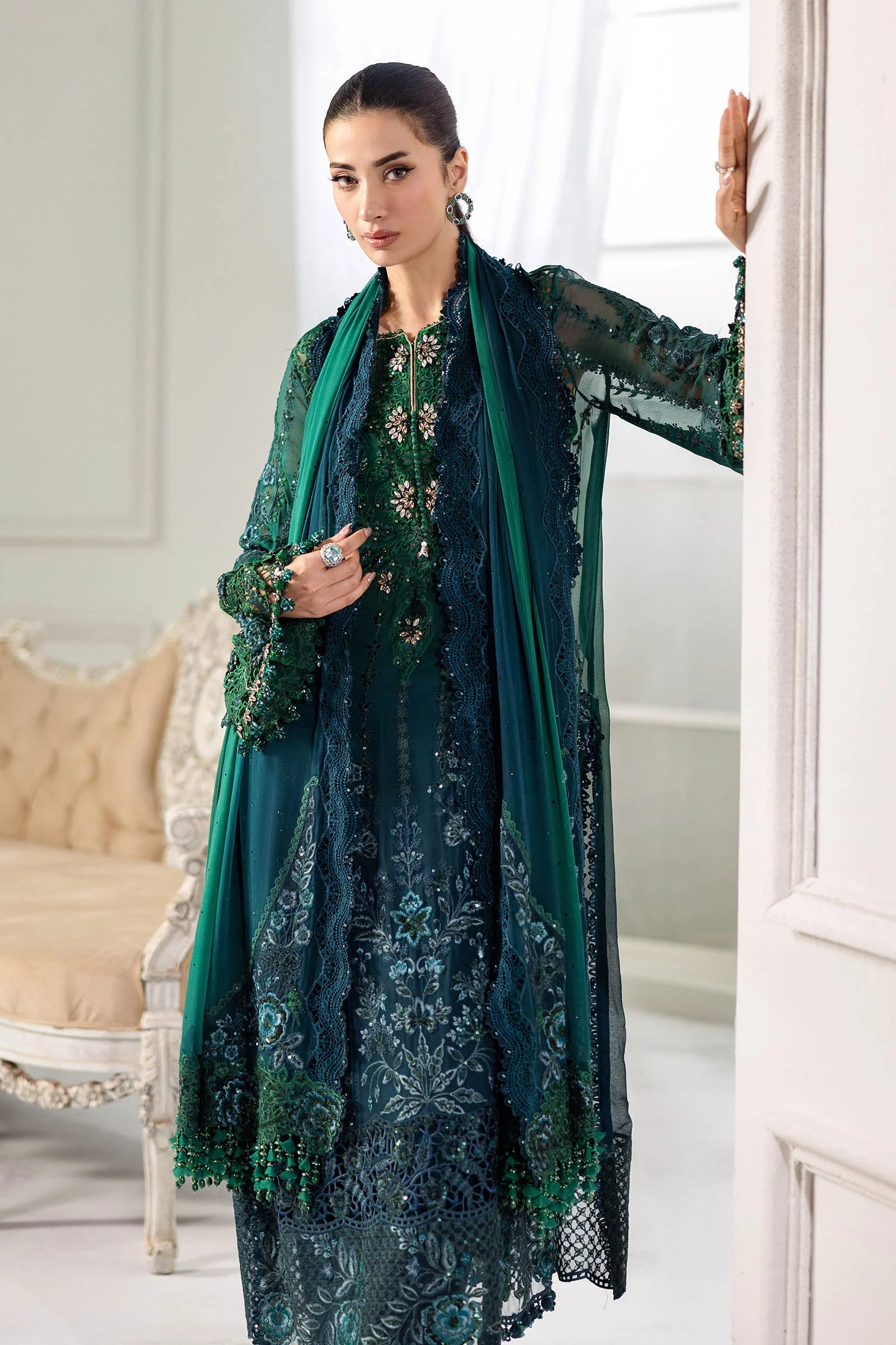 3 Piece Unstitched Embroidered Chiffon Suit | MPC-25-106 - Image 2