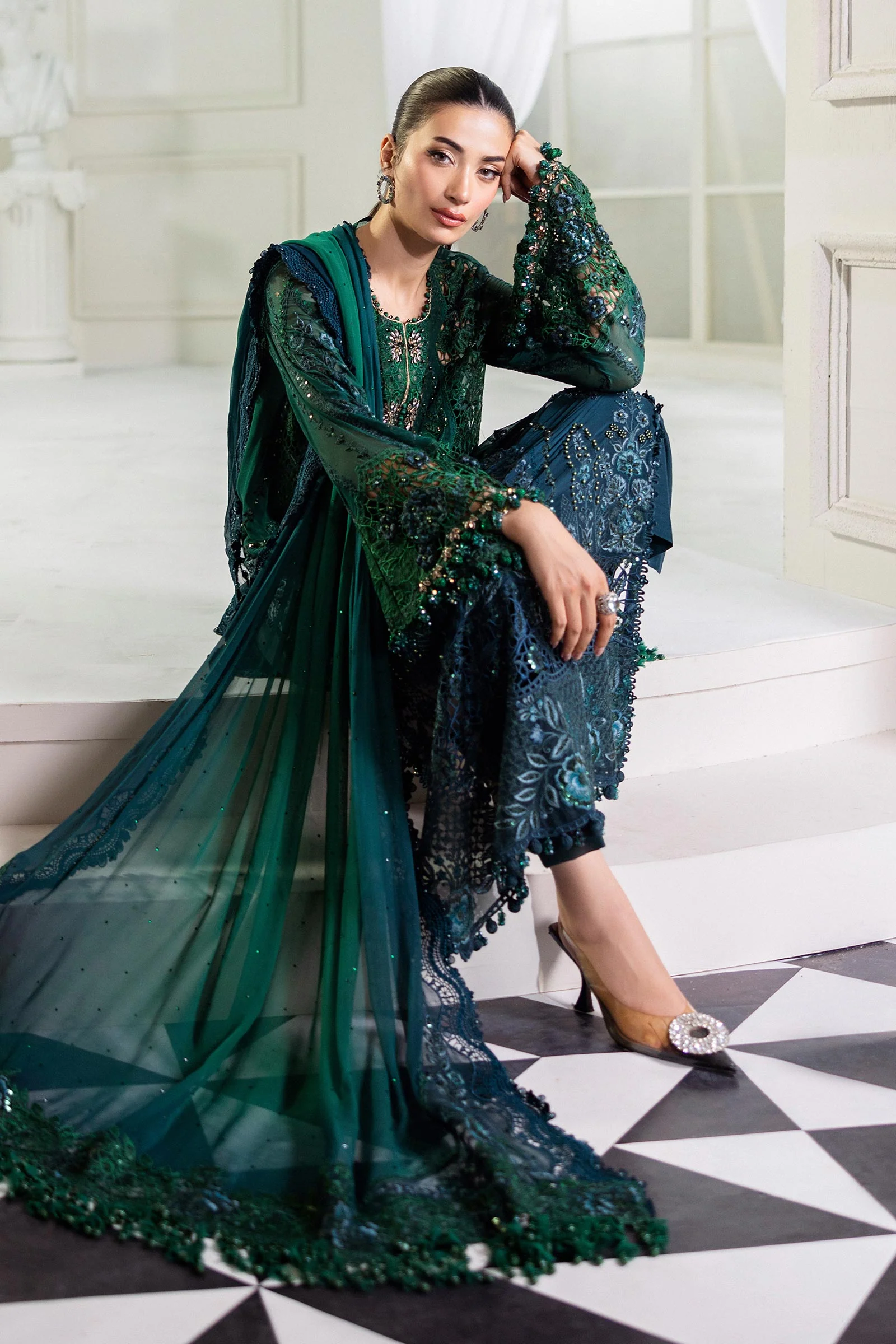 3 Piece Unstitched Embroidered Chiffon Suit | MPC-25-106 - Image 3