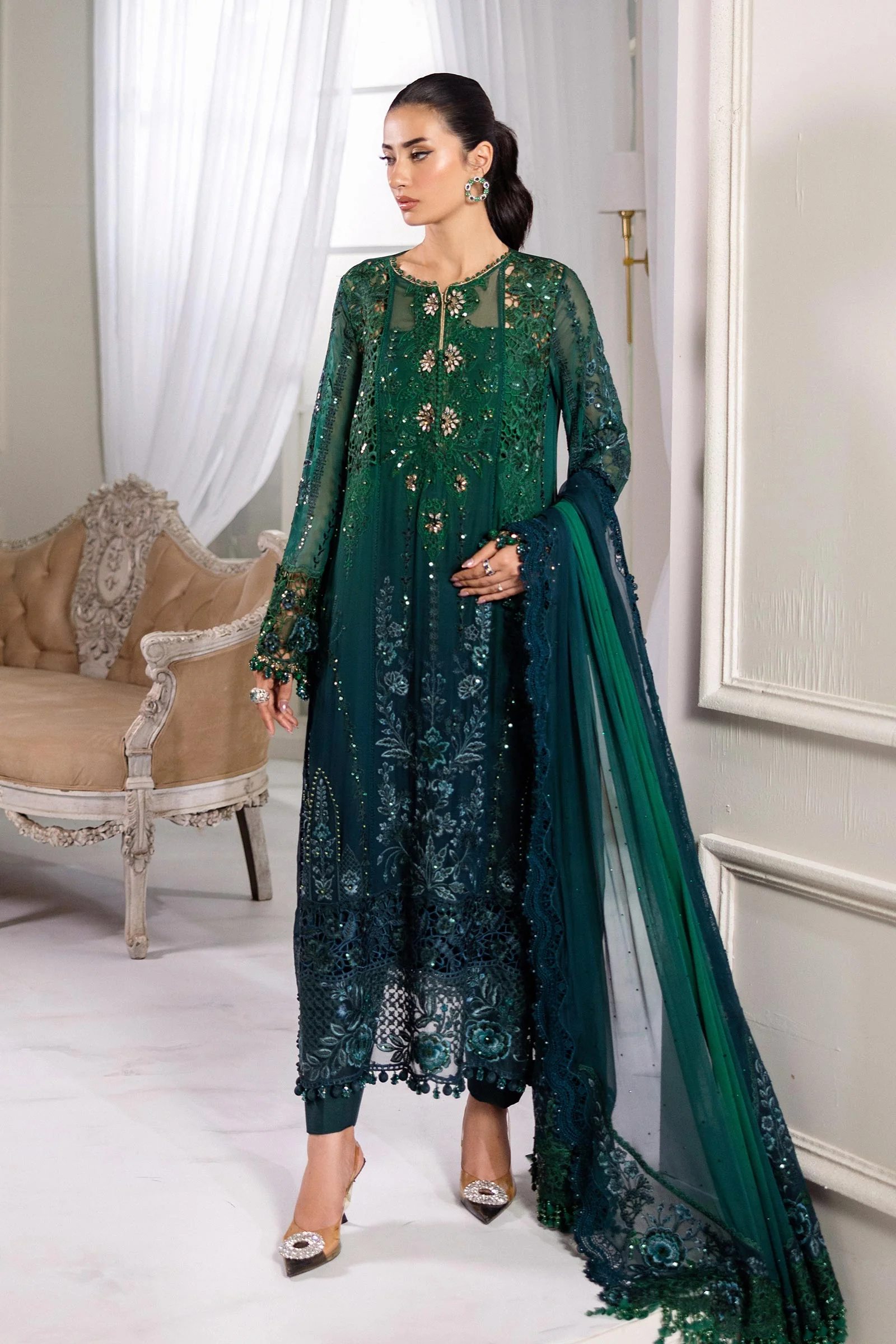 3 Piece Unstitched Embroidered Chiffon Suit | MPC-25-106 - Image 6
