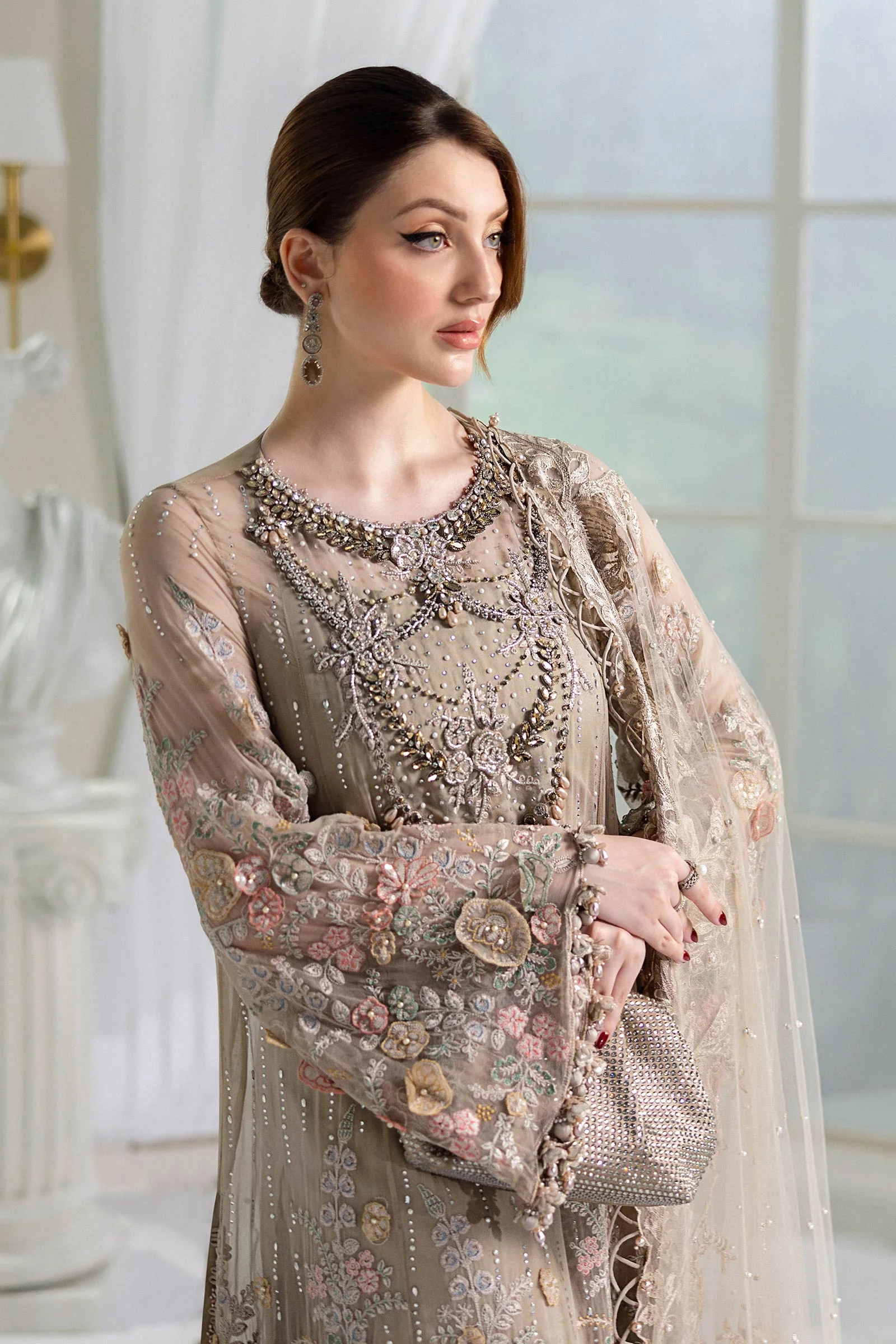 3 Piece Unstitched Embroidered Chiffon Suit | MPC-25-107 - Image 4