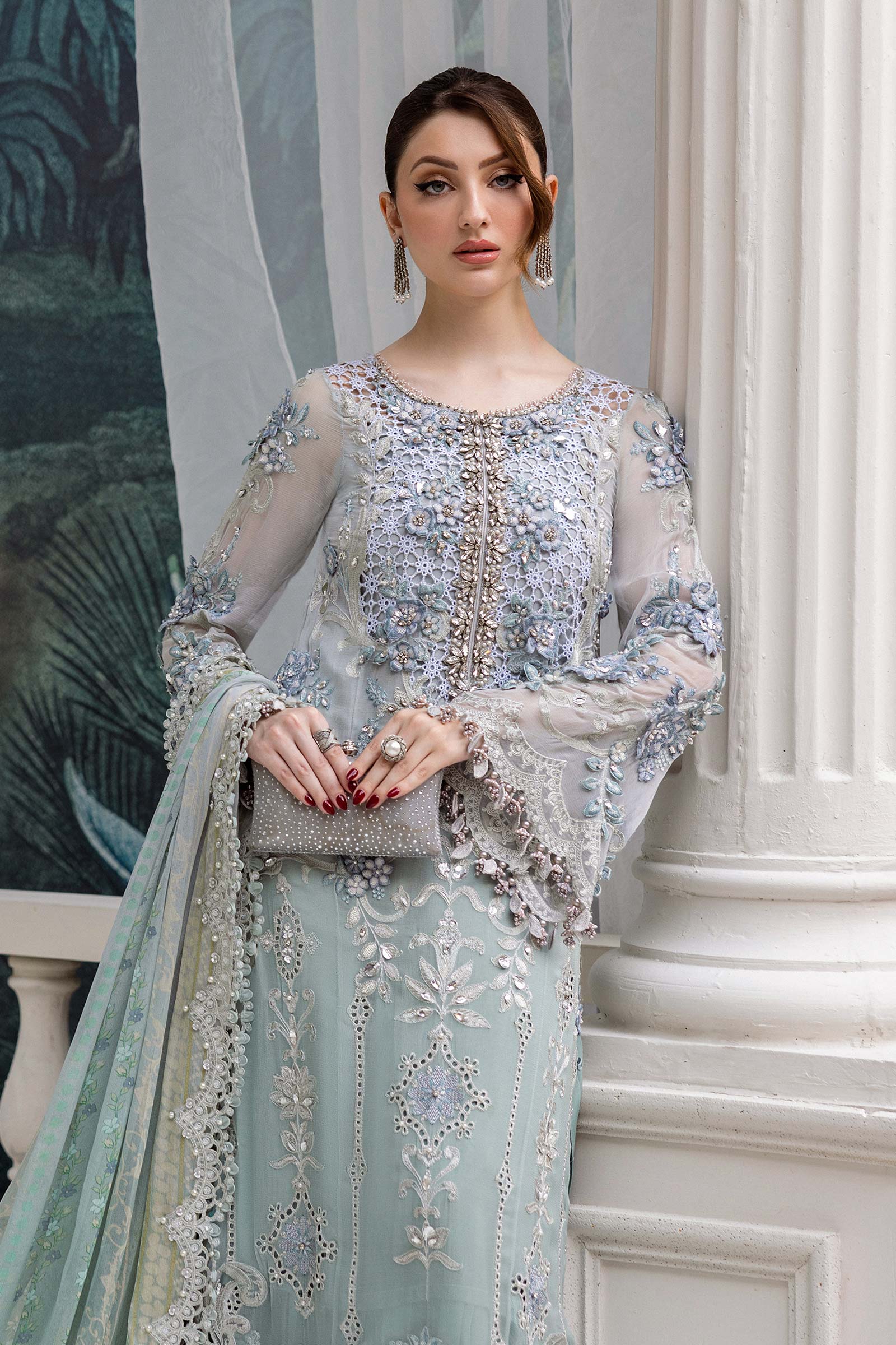 3 Piece Unstitched Embroidered Chiffon Suit | MPC-25-108 - Image 2