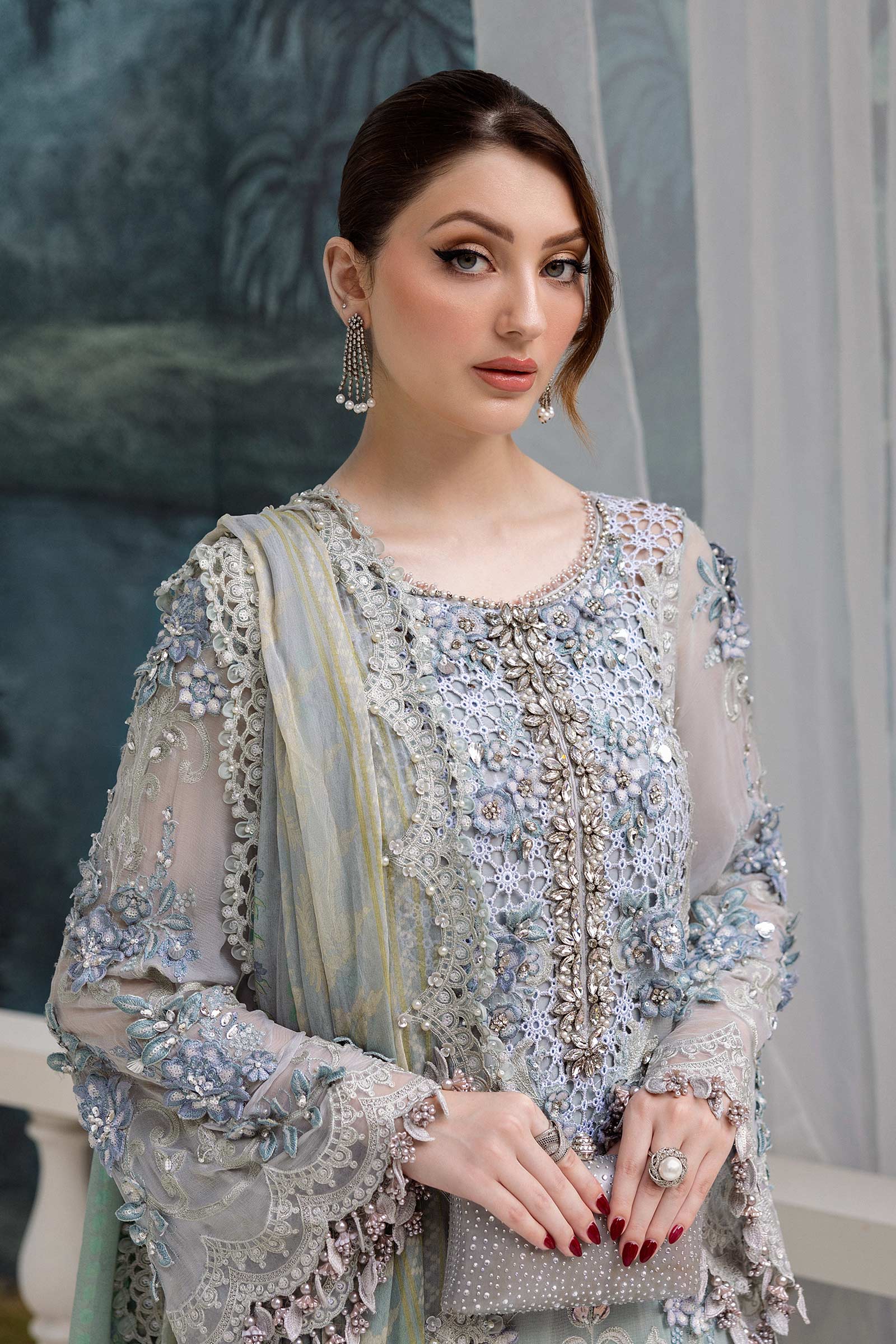 3 Piece Unstitched Embroidered Chiffon Suit | MPC-25-108 - Image 3