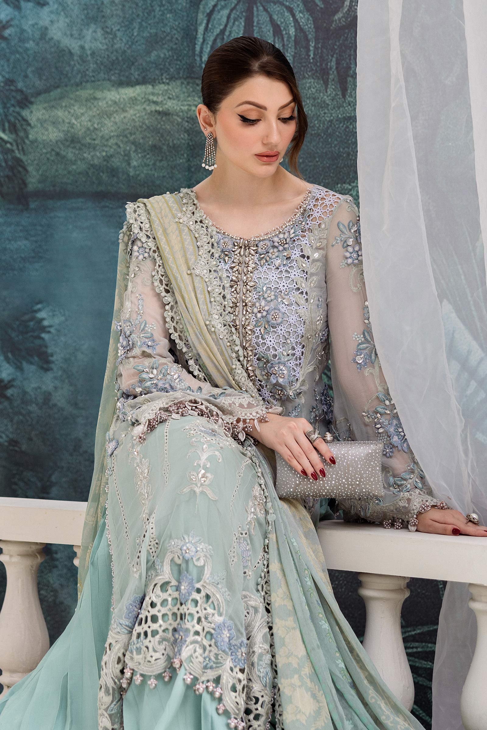 3 Piece Unstitched Embroidered Chiffon Suit | MPC-25-108 - Image 4