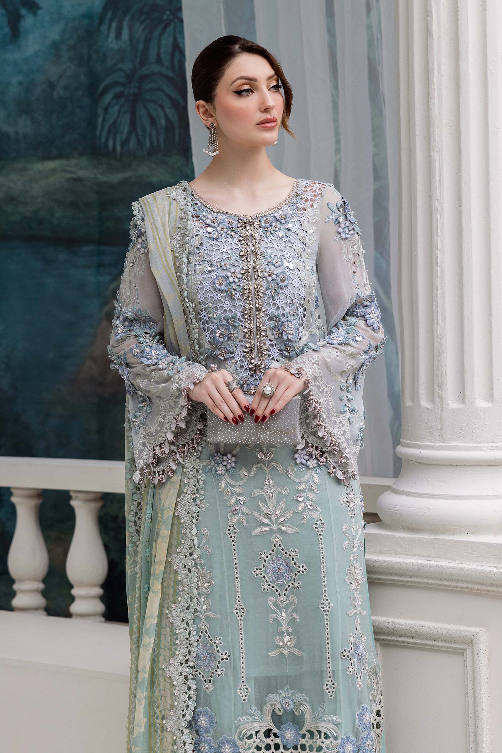 3 Piece Unstitched Embroidered Chiffon Suit | MPC-25-108 - Image 5