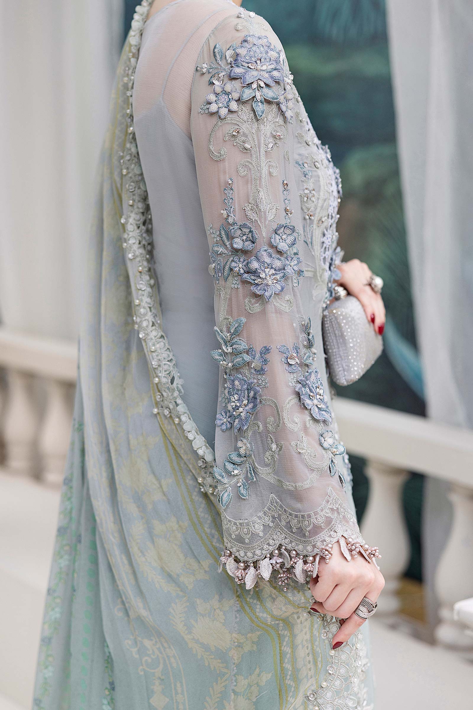 3 Piece Unstitched Embroidered Chiffon Suit | MPC-25-108 - Image 8
