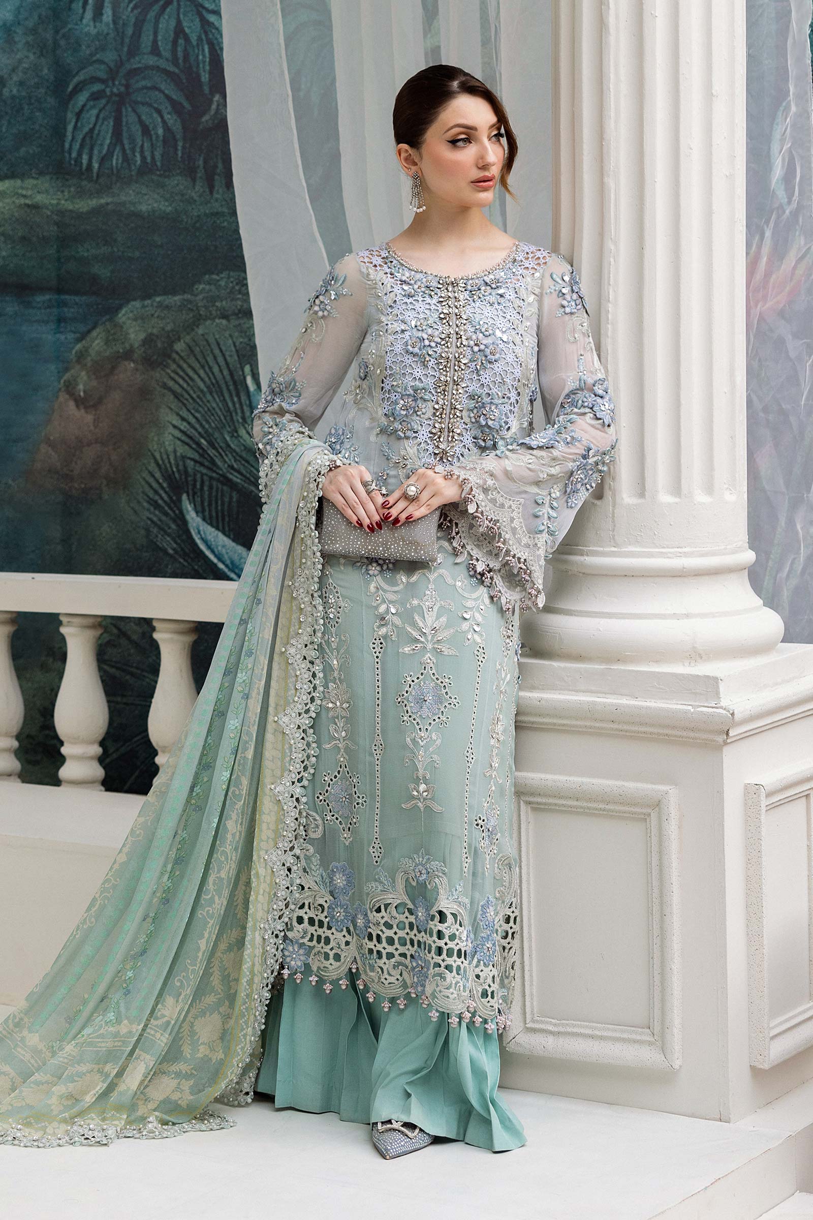 3 Piece Unstitched Embroidered Chiffon Suit | MPC-25-108 - Image 9