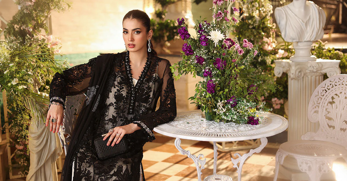 3 Piece Unstitched Embroidered Chiffon Suit - Image 13