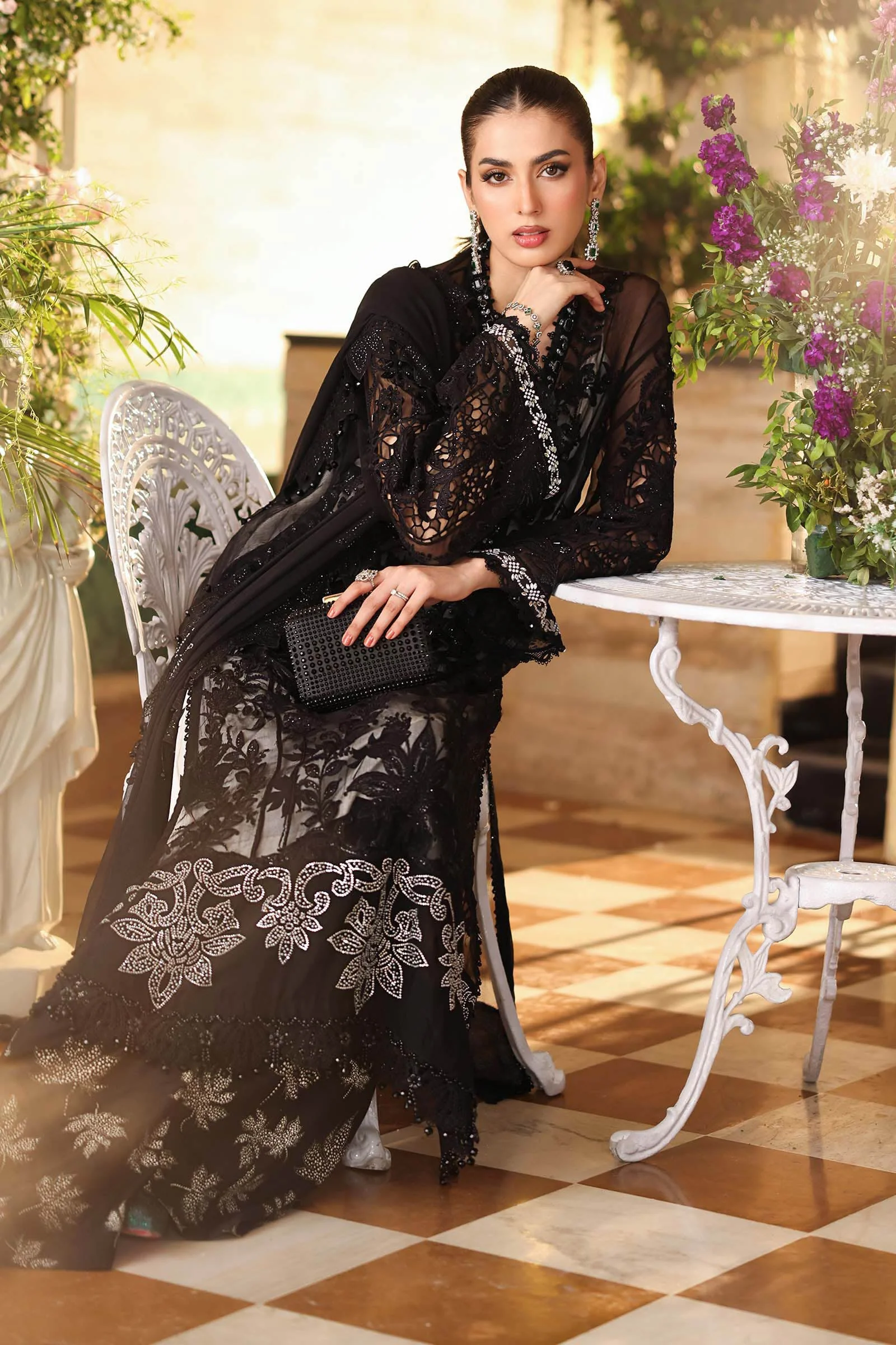 3 Piece Unstitched Embroidered Chiffon Suit - Image 5
