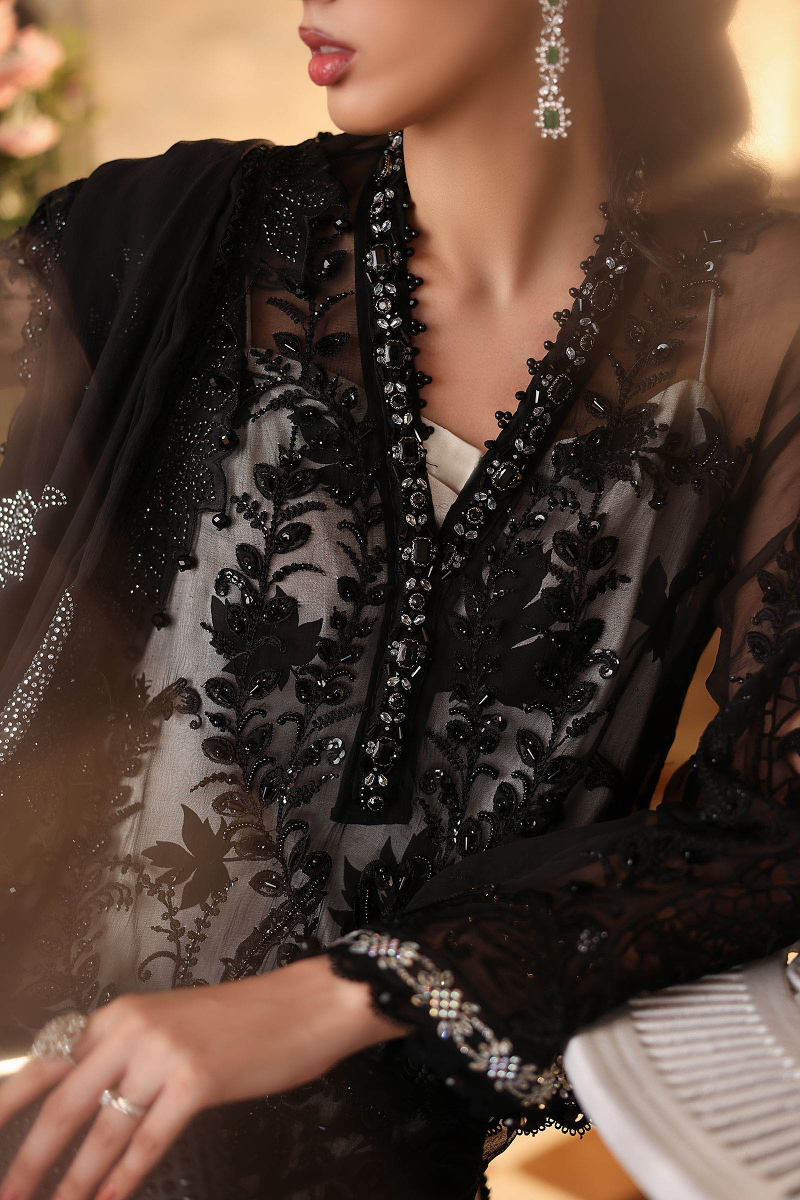 3 Piece Unstitched Embroidered Chiffon Suit - Image 6