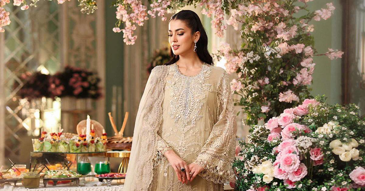 3 Piece Unstitched Embroidered Chiffon Suit - Image 10