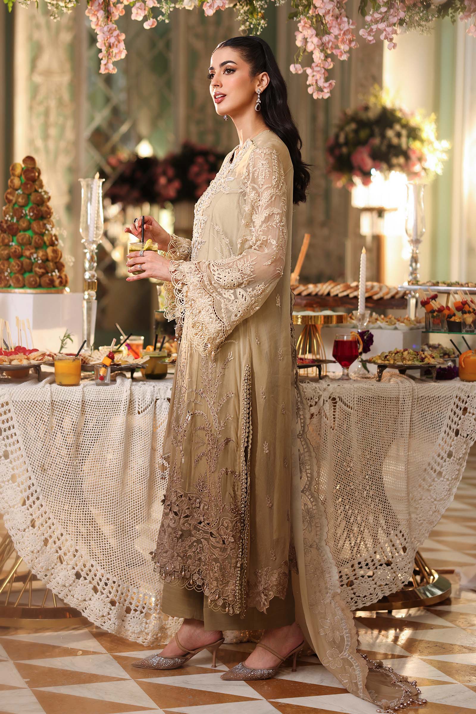 3 Piece Unstitched Embroidered Chiffon Suit - Image 8