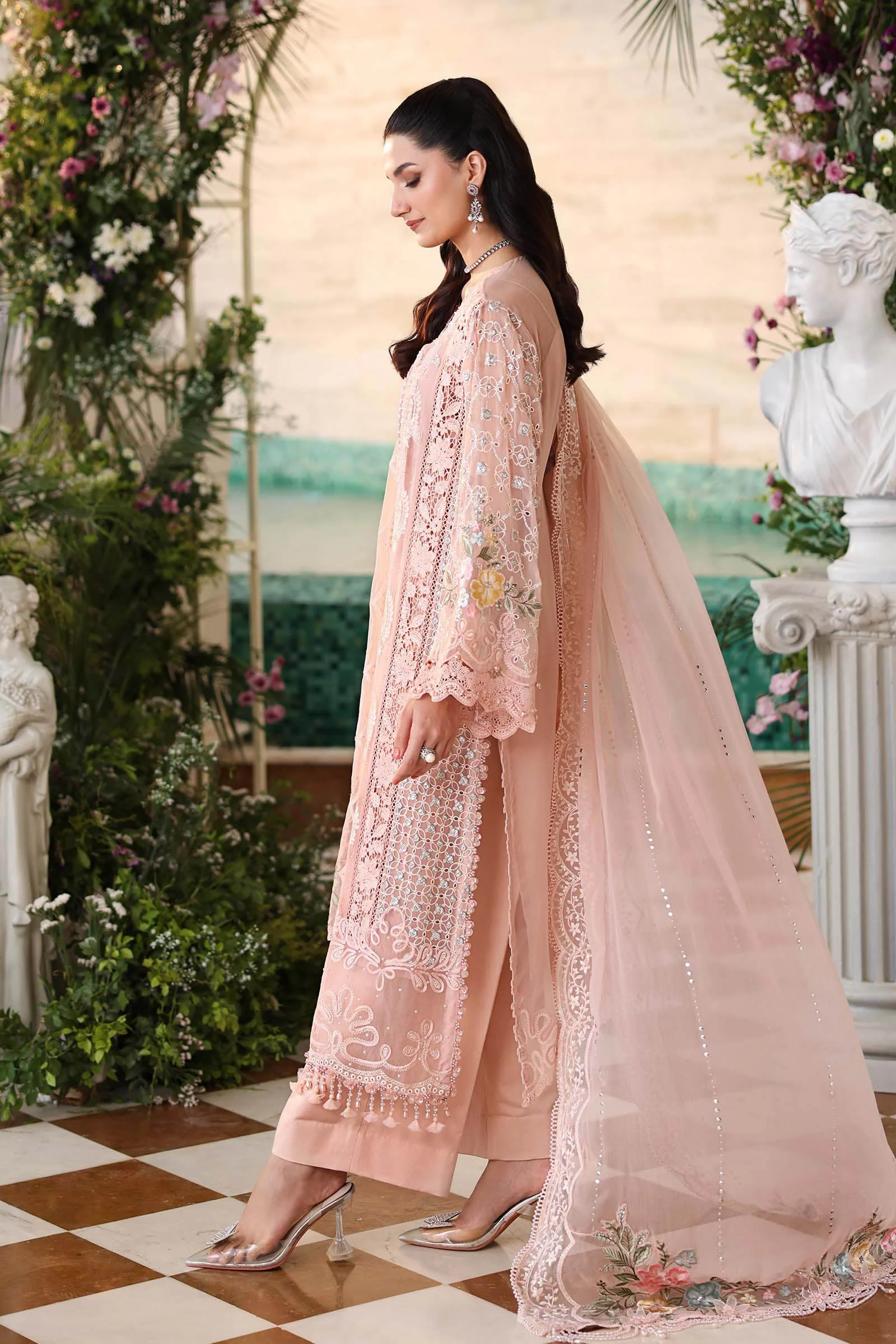 3 Piece Unstitched Embroidered Chiffon Suit - Image 12