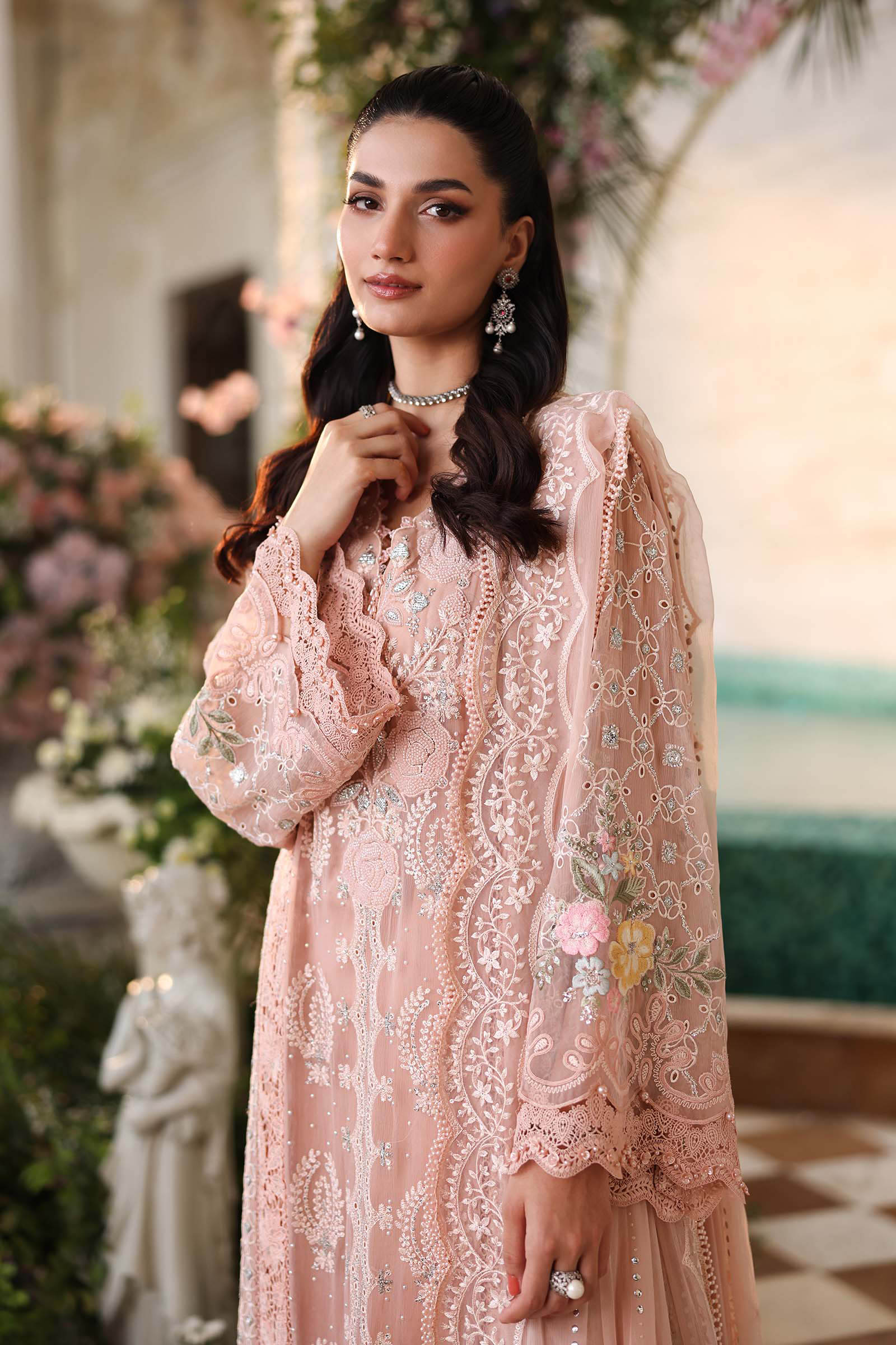 3 Piece Unstitched Embroidered Chiffon Suit - Image 3