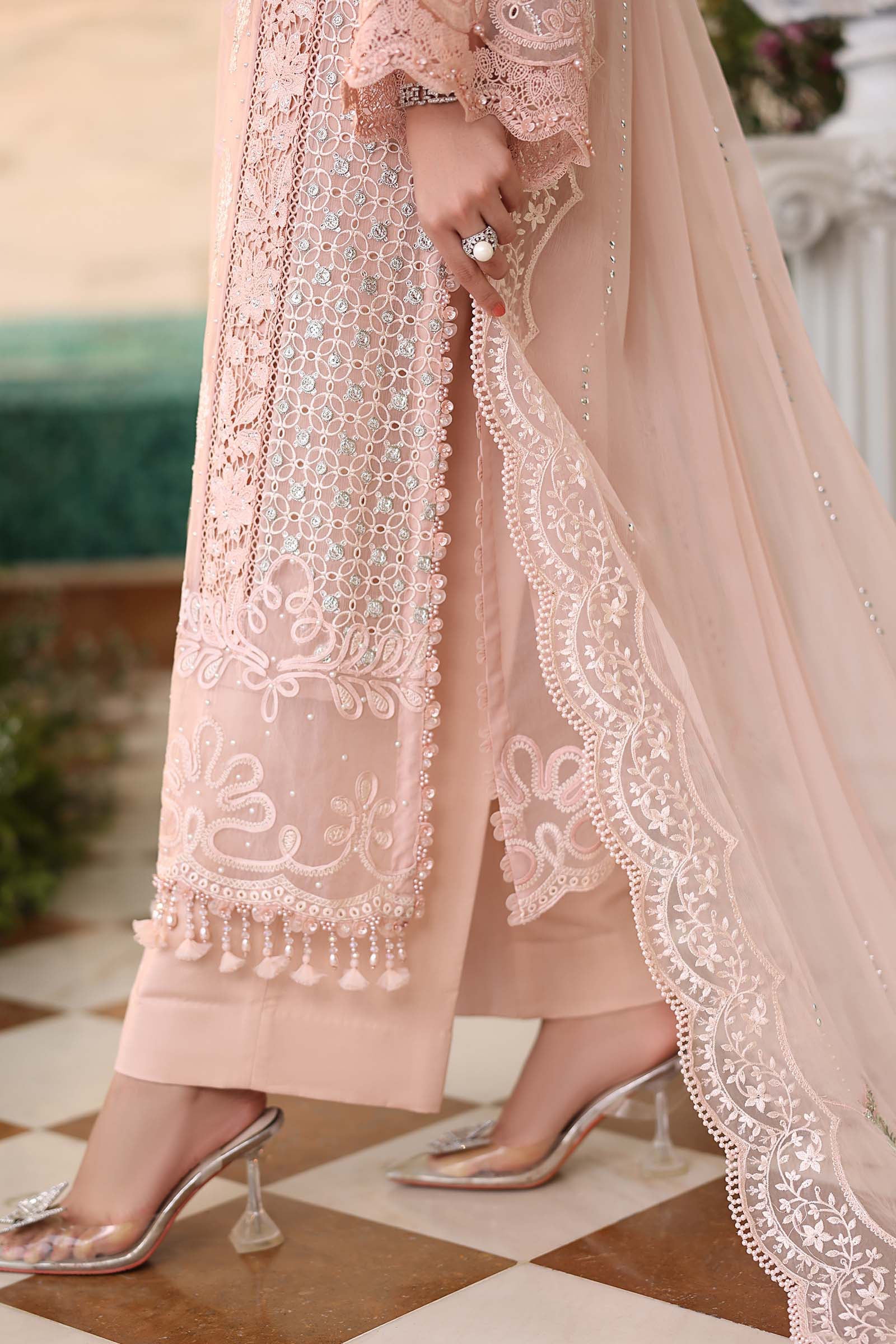 3 Piece Unstitched Embroidered Chiffon Suit - Image 9