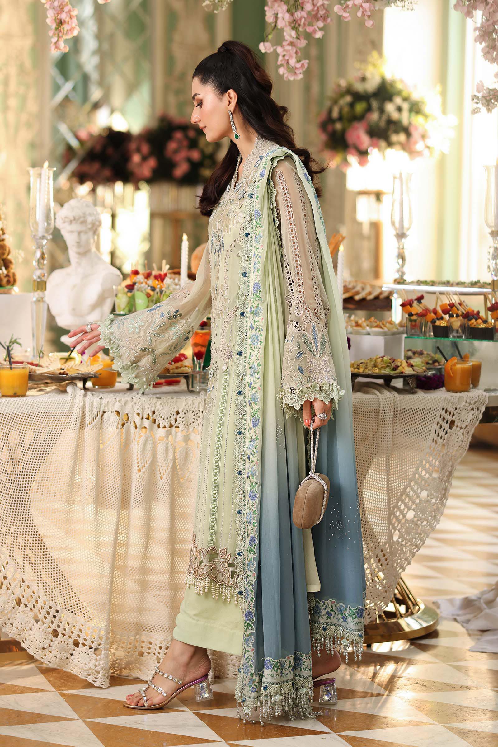 3 Piece Unstitched Embroidered Chiffon Suit - Image 6