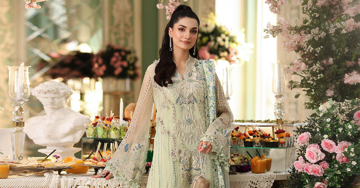 3 Piece Unstitched Embroidered Chiffon Suit - Image 7