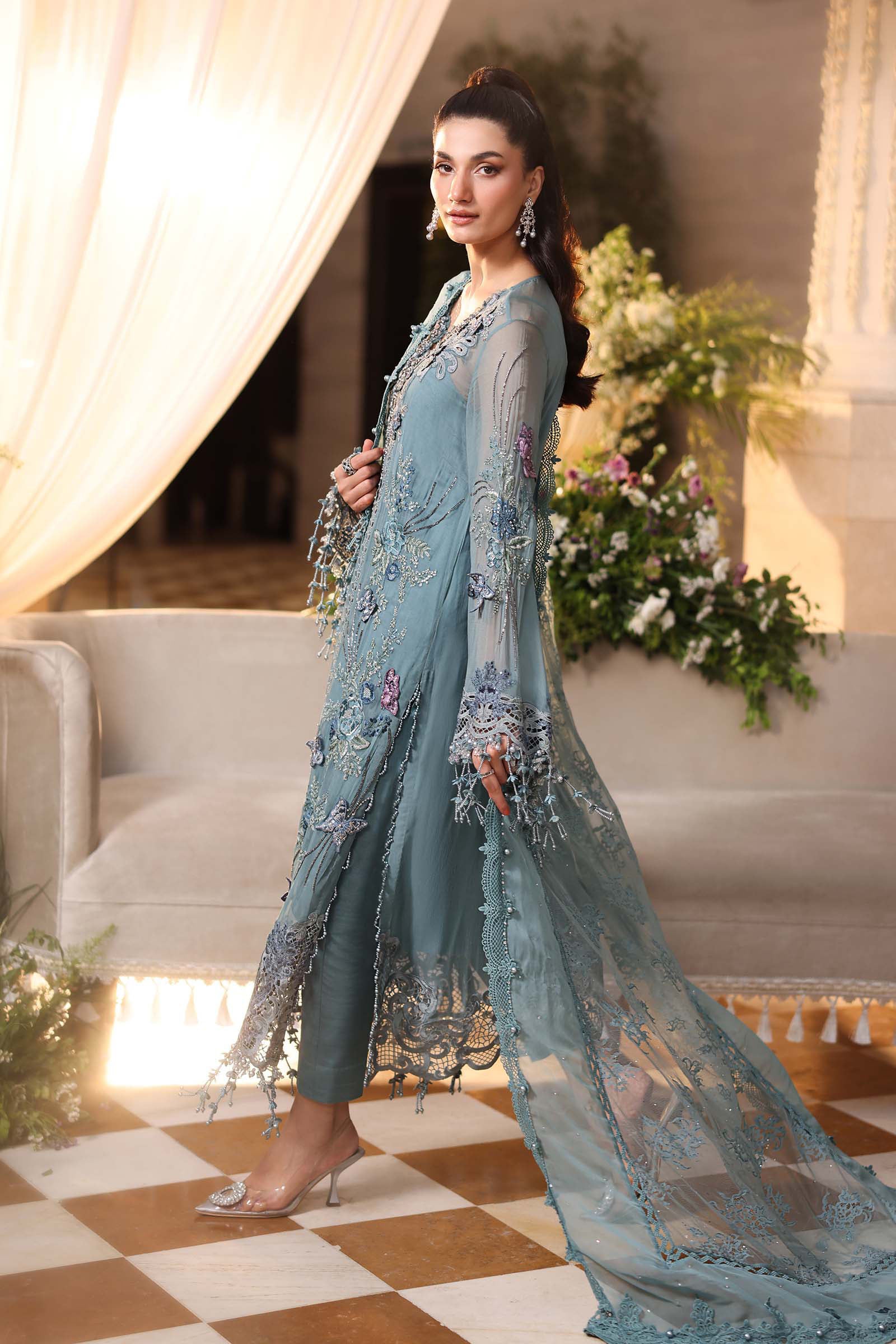 3 Piece Unstitched Embroidered Chiffon Suit - Image 10