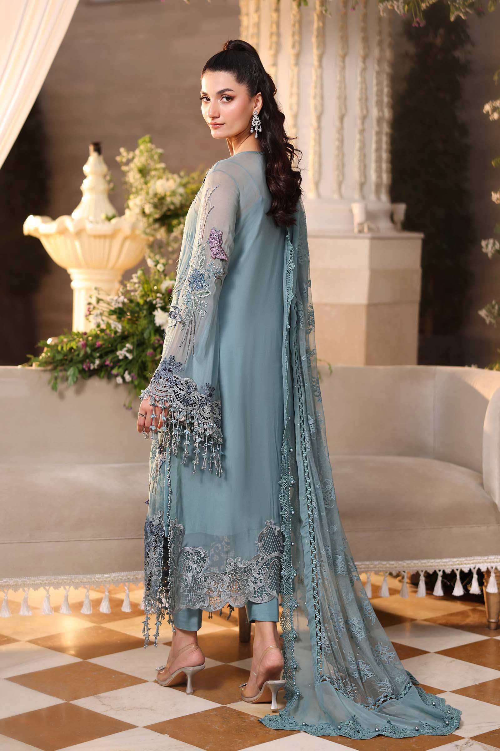 3 Piece Unstitched Embroidered Chiffon Suit - Image 11