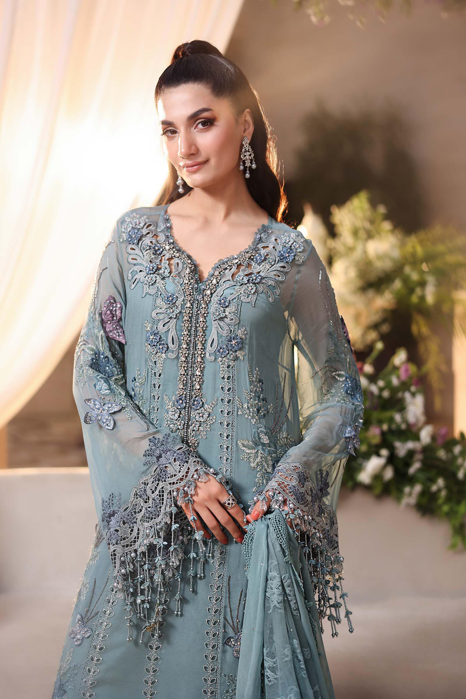 3 Piece Unstitched Embroidered Chiffon Suit - Image 4