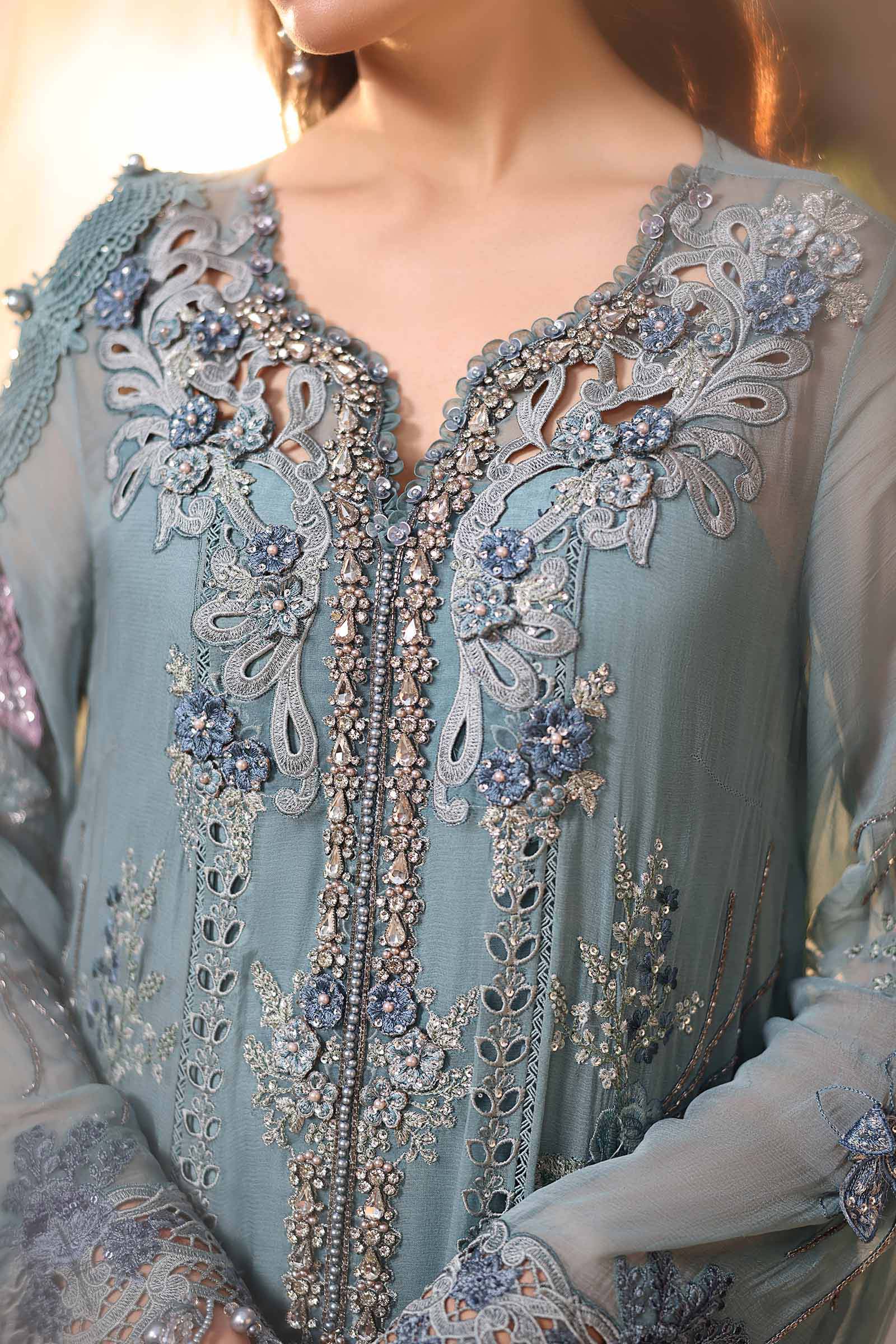 3 Piece Unstitched Embroidered Chiffon Suit - Image 6
