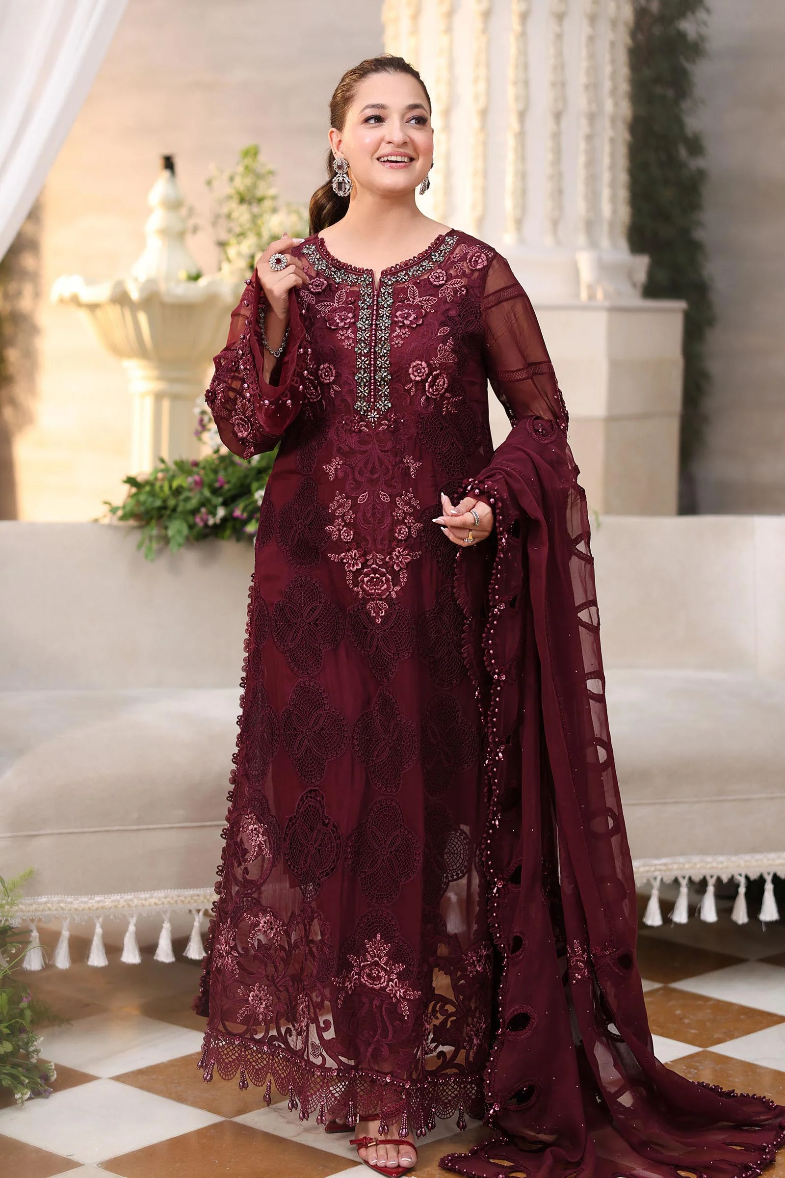 3 Piece Unstitched Embroidered Chiffon Suit - Image 3