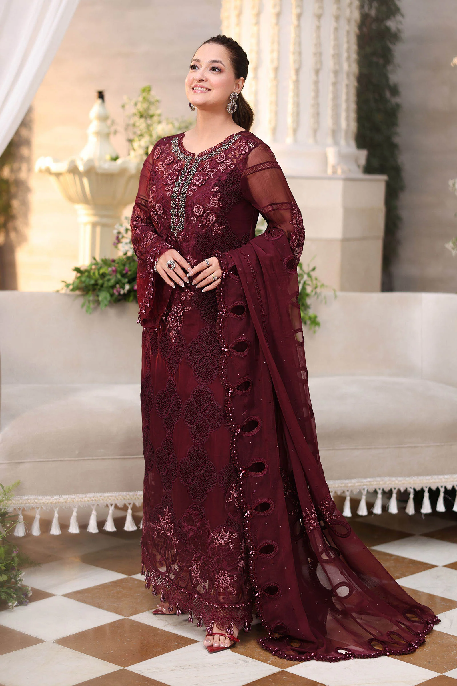 3 Piece Unstitched Embroidered Chiffon Suit - Image 4