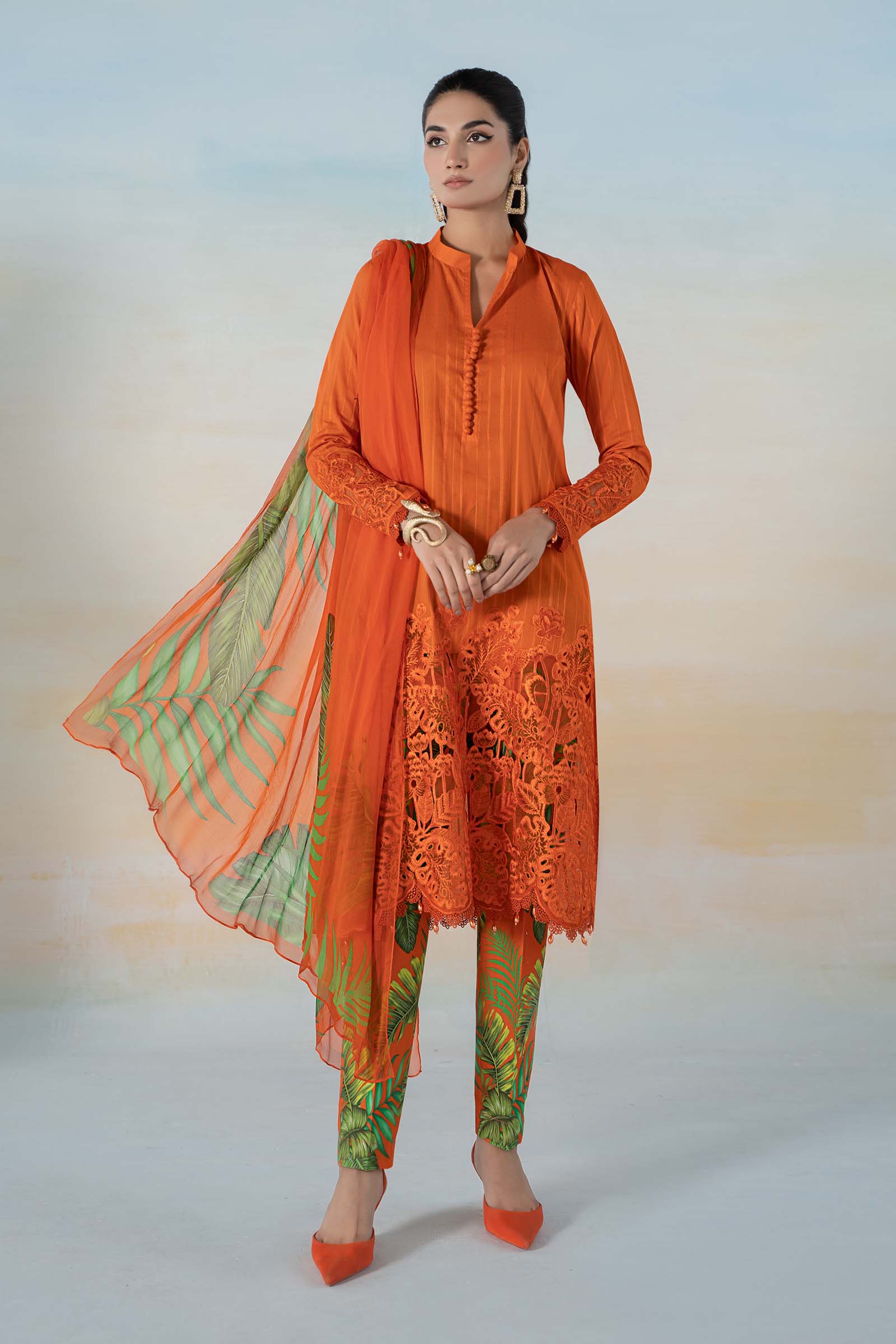 3 PIECE PRINTED DOBBY LAWN SUIT