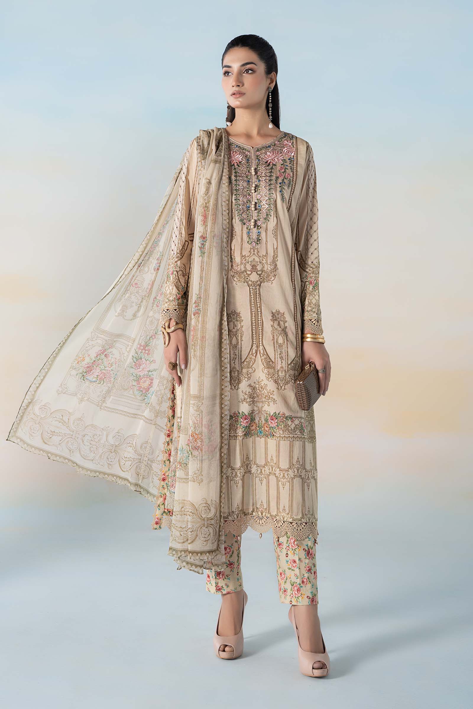 3 PIECE PRINTED LAWN SUIT | MPS-2104-A