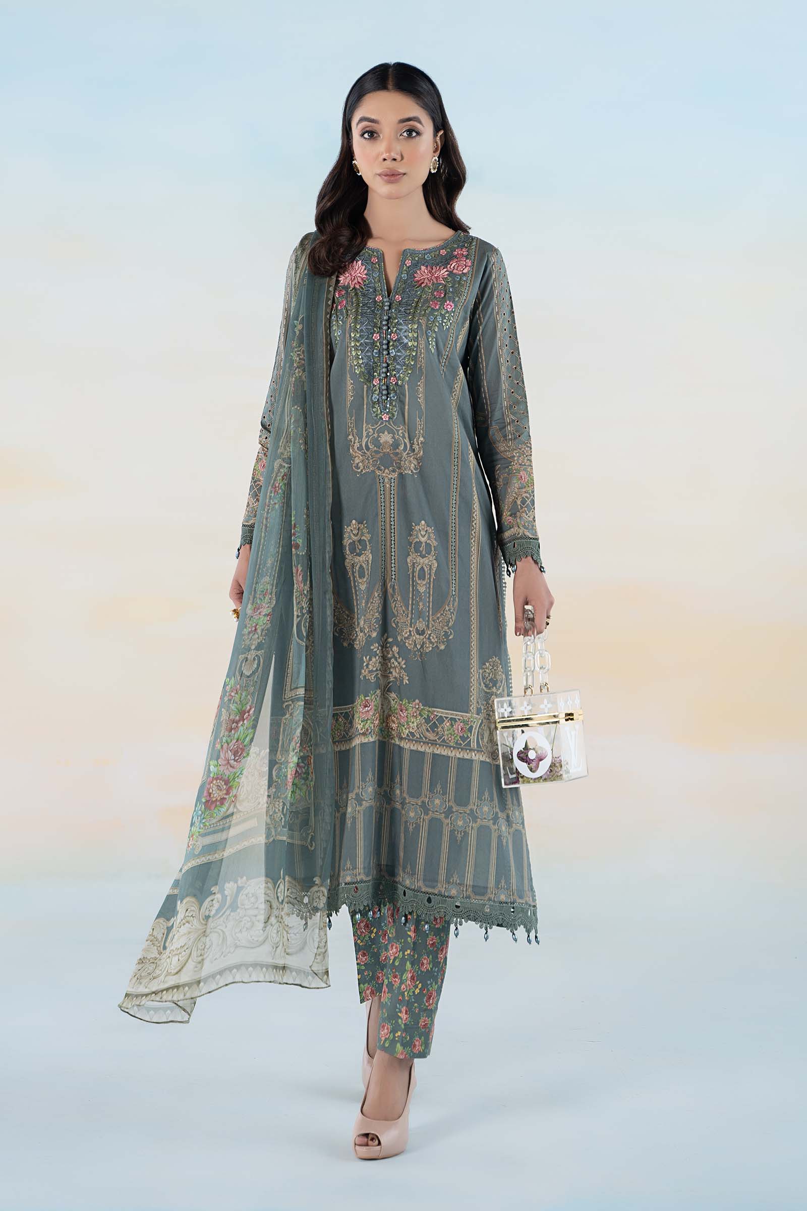 3 PIECE PRINTED LAWN SUIT | MPS-2104-B