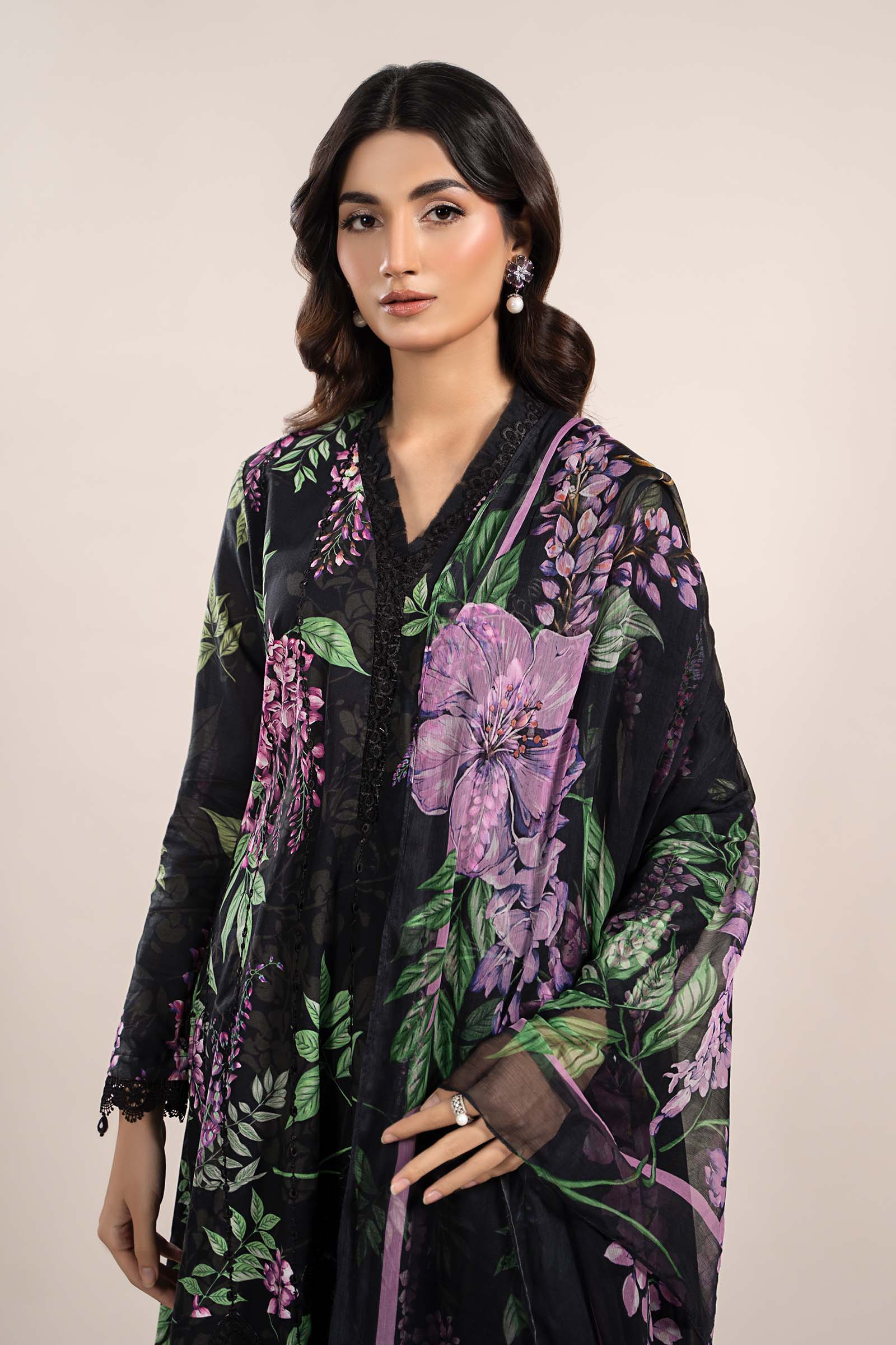 3 Piece Printed Cambric Suit | MPS-2301-B - Image 2