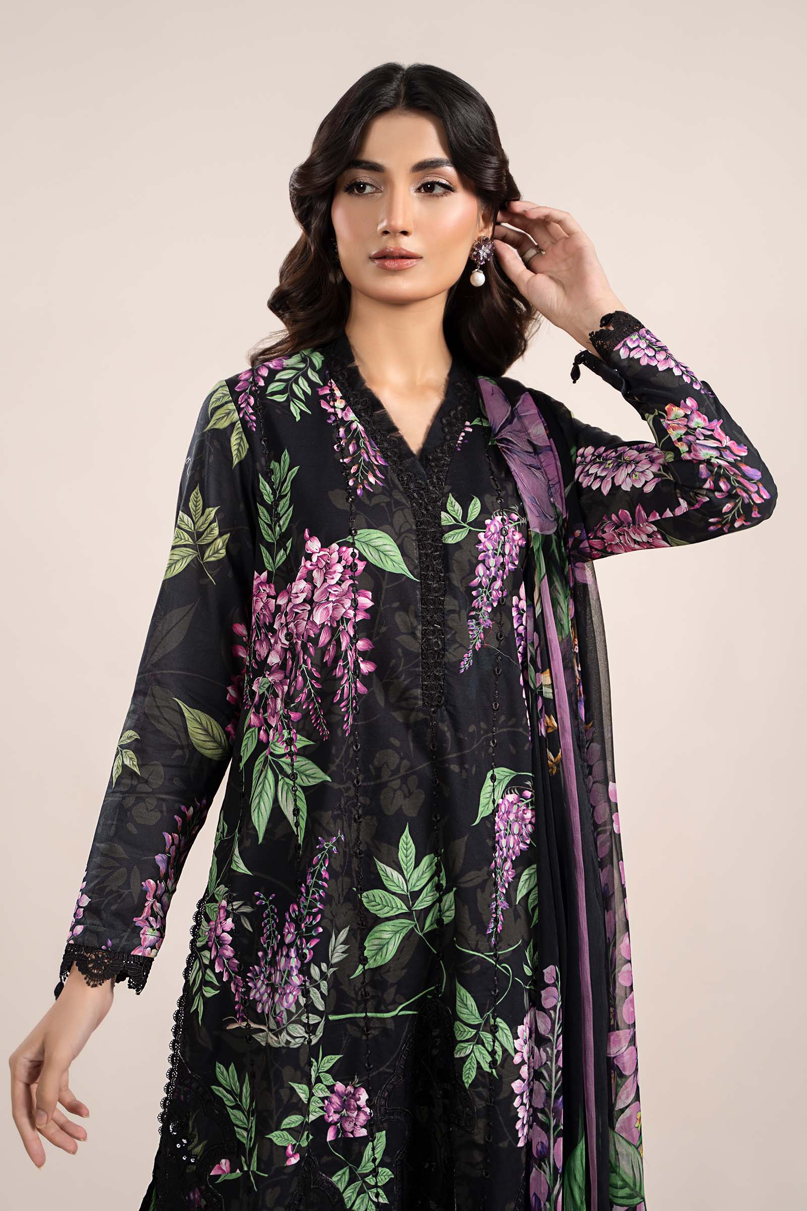 3 Piece Printed Cambric Suit | MPS-2301-B - Image 3