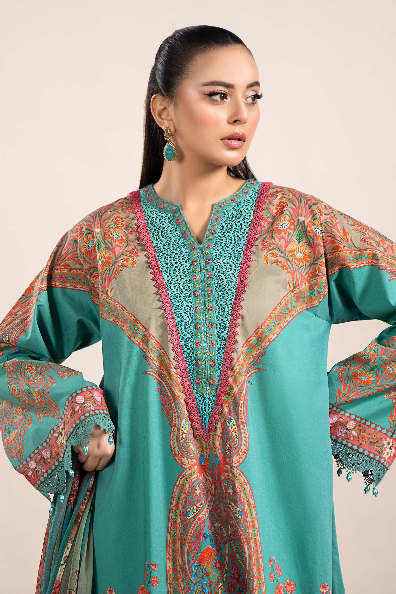 3 Piece Printed Cambric Suit | MPS-2304-A - Image 2
