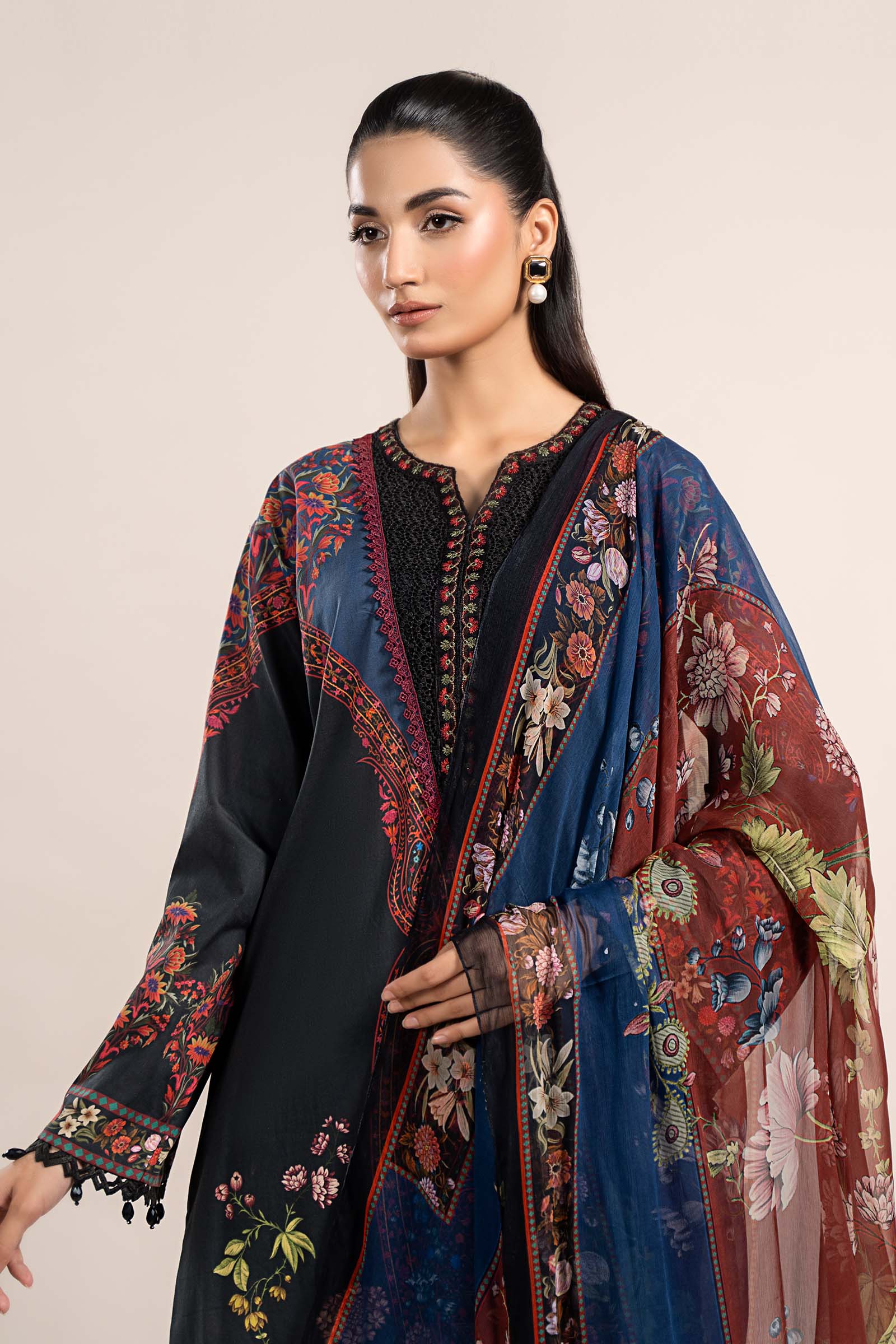 3 Piece Printed Cambric Suit | MPS-2304-B - Image 2