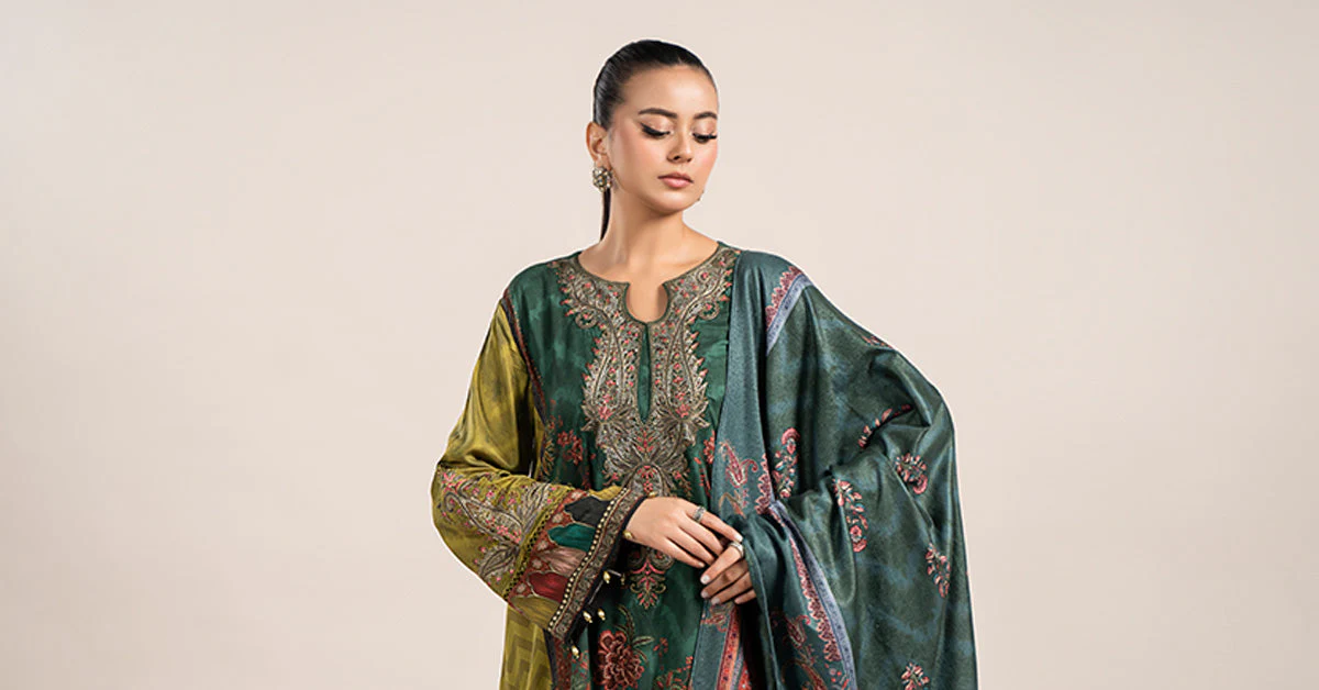 3 Piece Printed Linen Suit | MPS-2305-A - Image 6