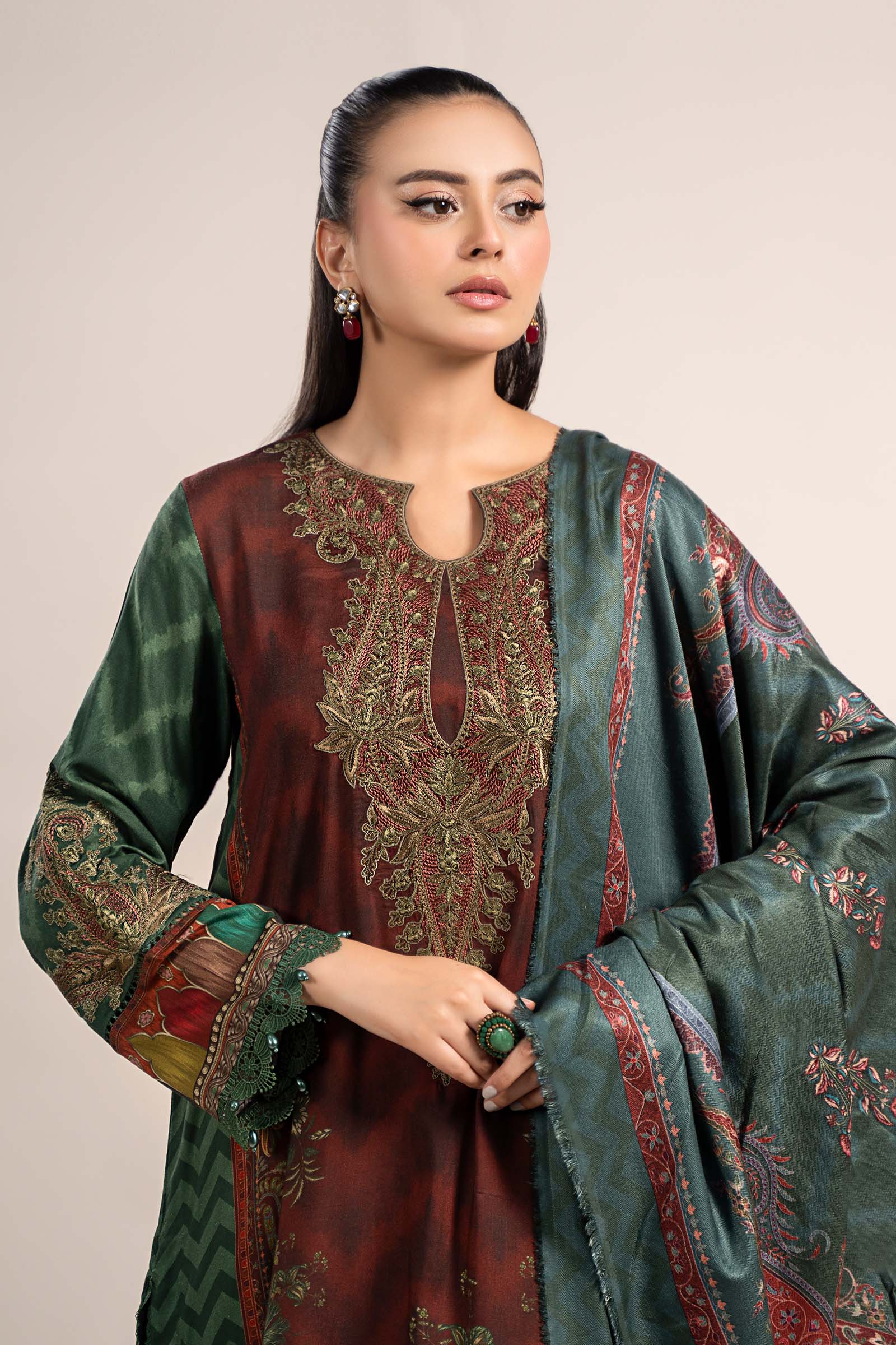 3 Piece Printed Linen Suit | MPS-2305-B - Image 2