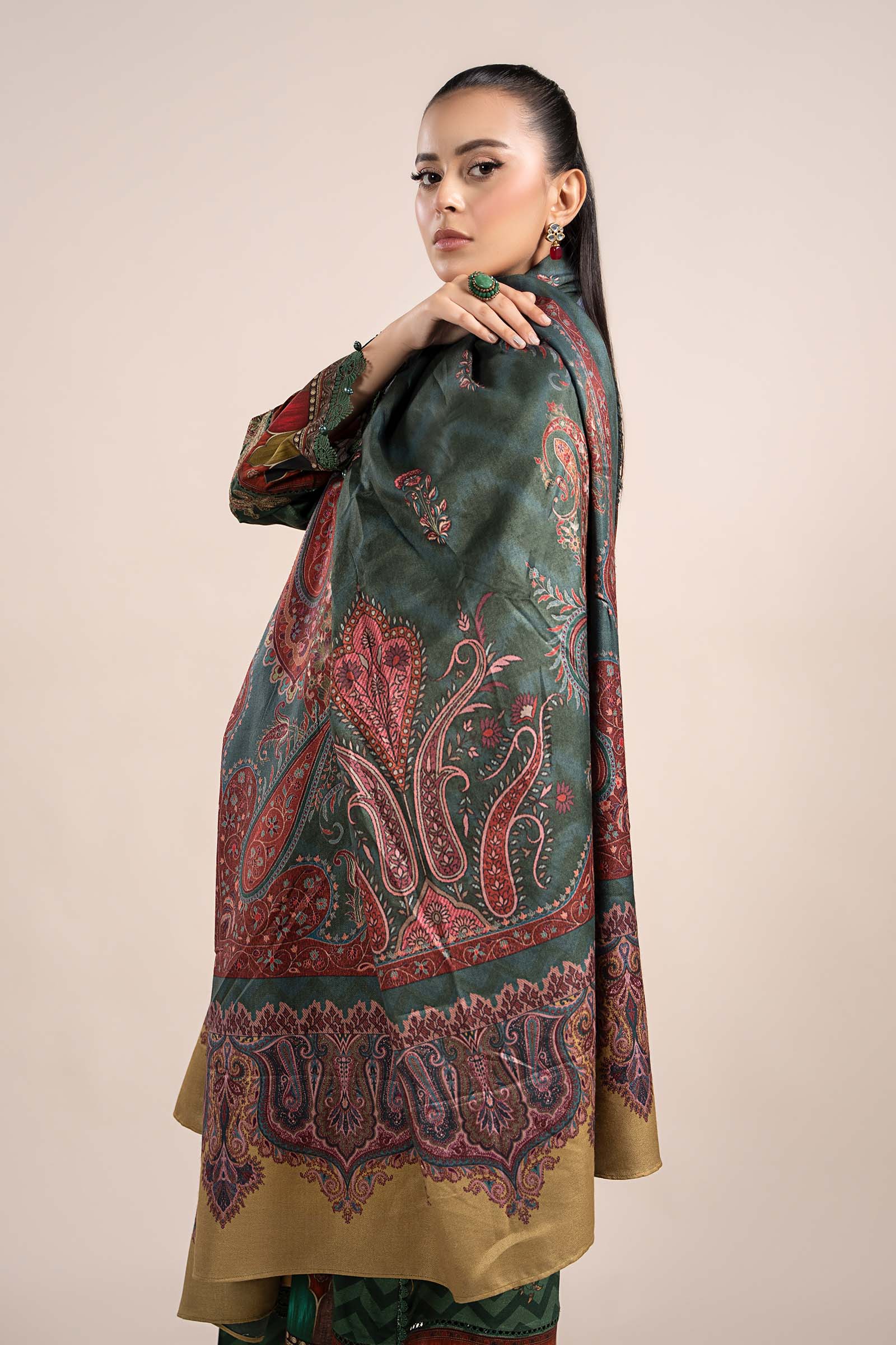 3 Piece Printed Linen Suit | MPS-2305-B - Image 3