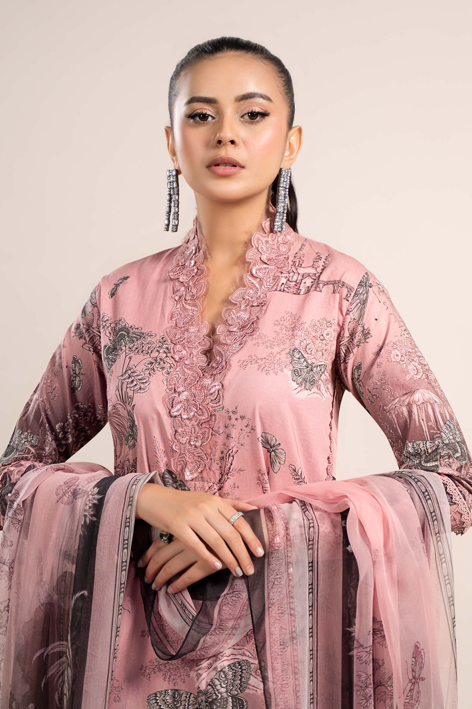 3 Piece Printed Cambric Suit | MPS-2308-A - Image 2