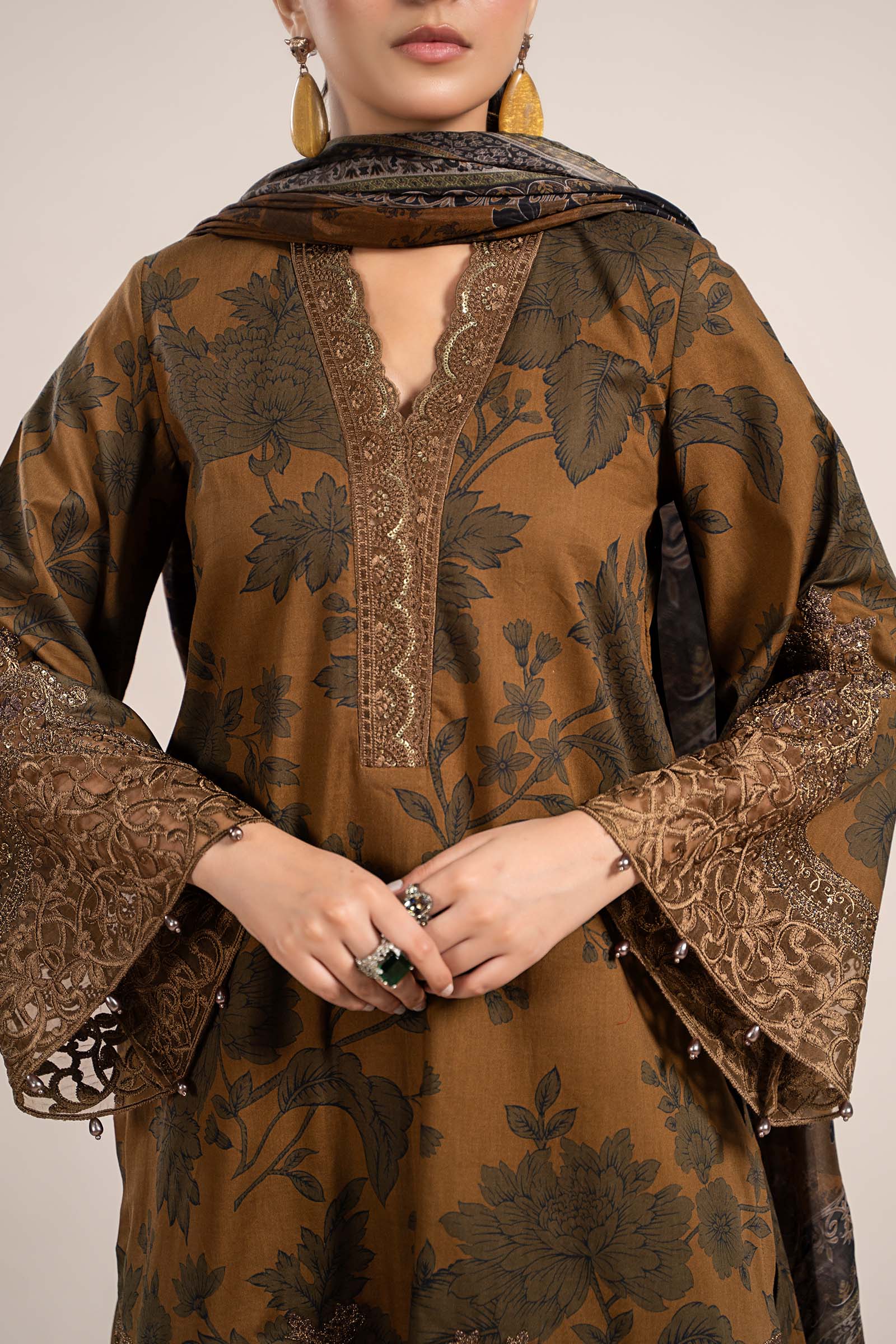 3 Piece Printed Cambric Suit | MPS-2309-A - Image 4