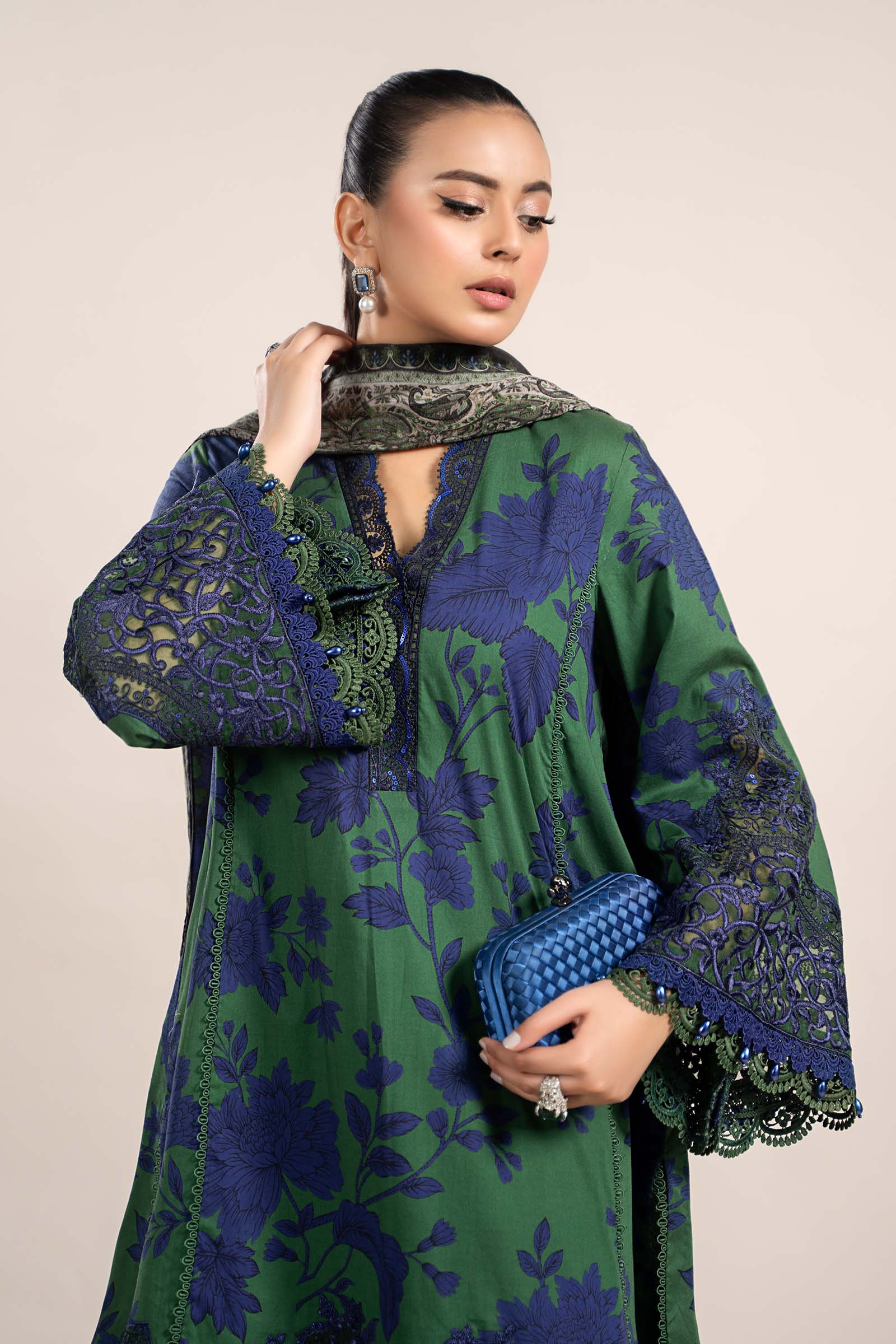 3 Piece Printed Cambric Suit | MPS-2309-B - Image 2