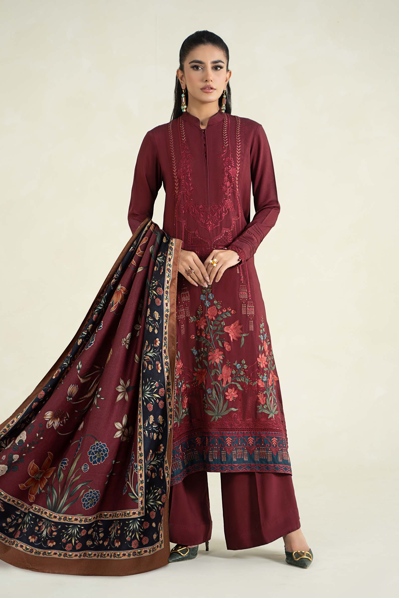 3 Piece Printed Linen Suit | MPS-2401-B