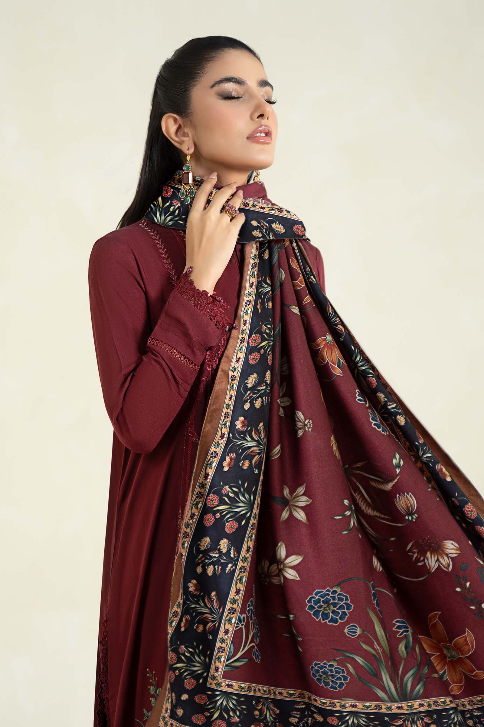 3 Piece Printed Linen Suit | MPS-2401-B - Image 3