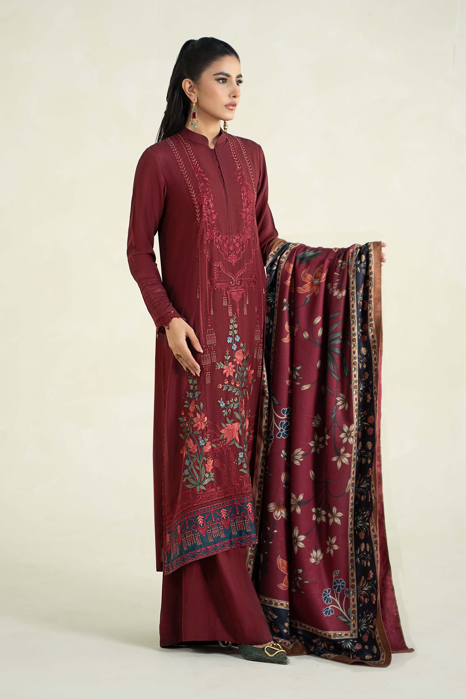 3 Piece Printed Linen Suit | MPS-2401-B - Image 4