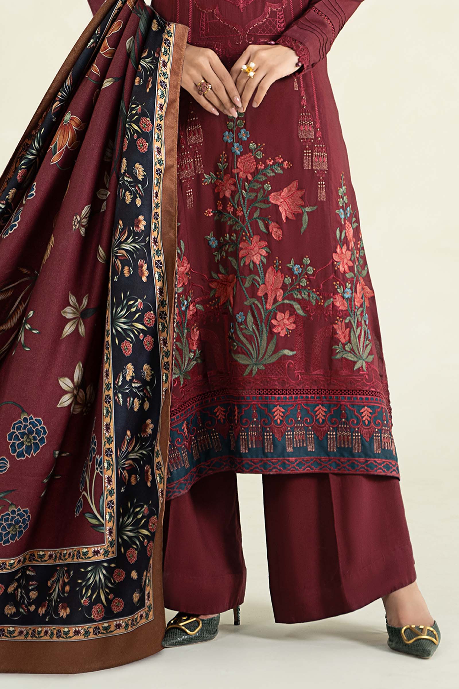 3 Piece Printed Linen Suit | MPS-2401-B - Image 5